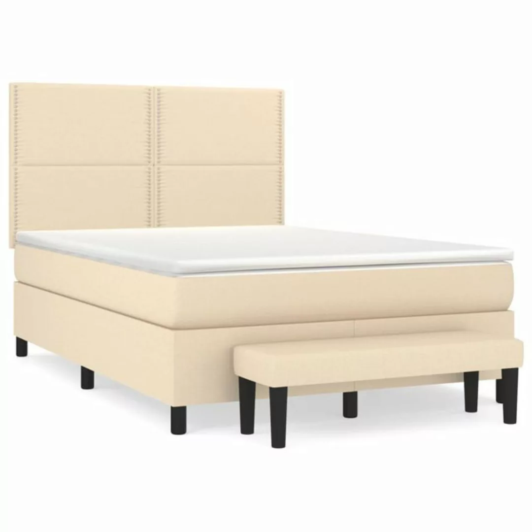 vidaXL Boxspringbett Boxspringbett mit Matratze und Fusshocker Stoff (140 x günstig online kaufen