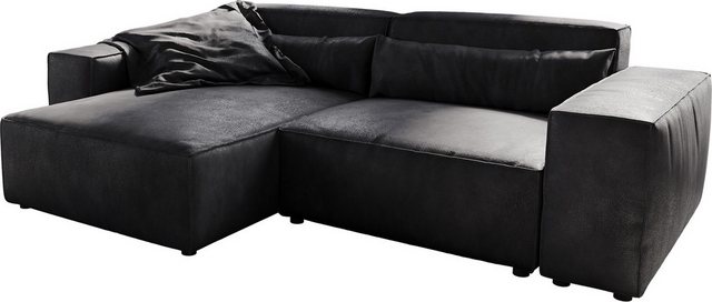 DELIFE Big-Sofa Sirpio, L Lederimitat Vintage Anthrazit 260x160 cm Recamier günstig online kaufen
