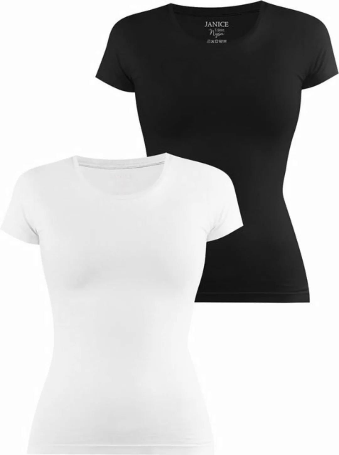 Janice Kurzarmshirt 2 x Damen T-Shirt Nysa Figurbetontes Shirt aus Baumwoll günstig online kaufen