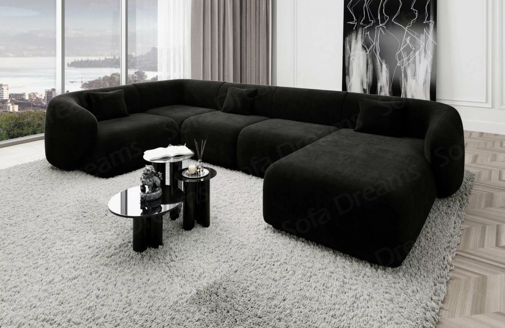 Sofa Dreams Wohnlandschaft Designer Stoff Sofa Marbella U Form Samtstoff St günstig online kaufen