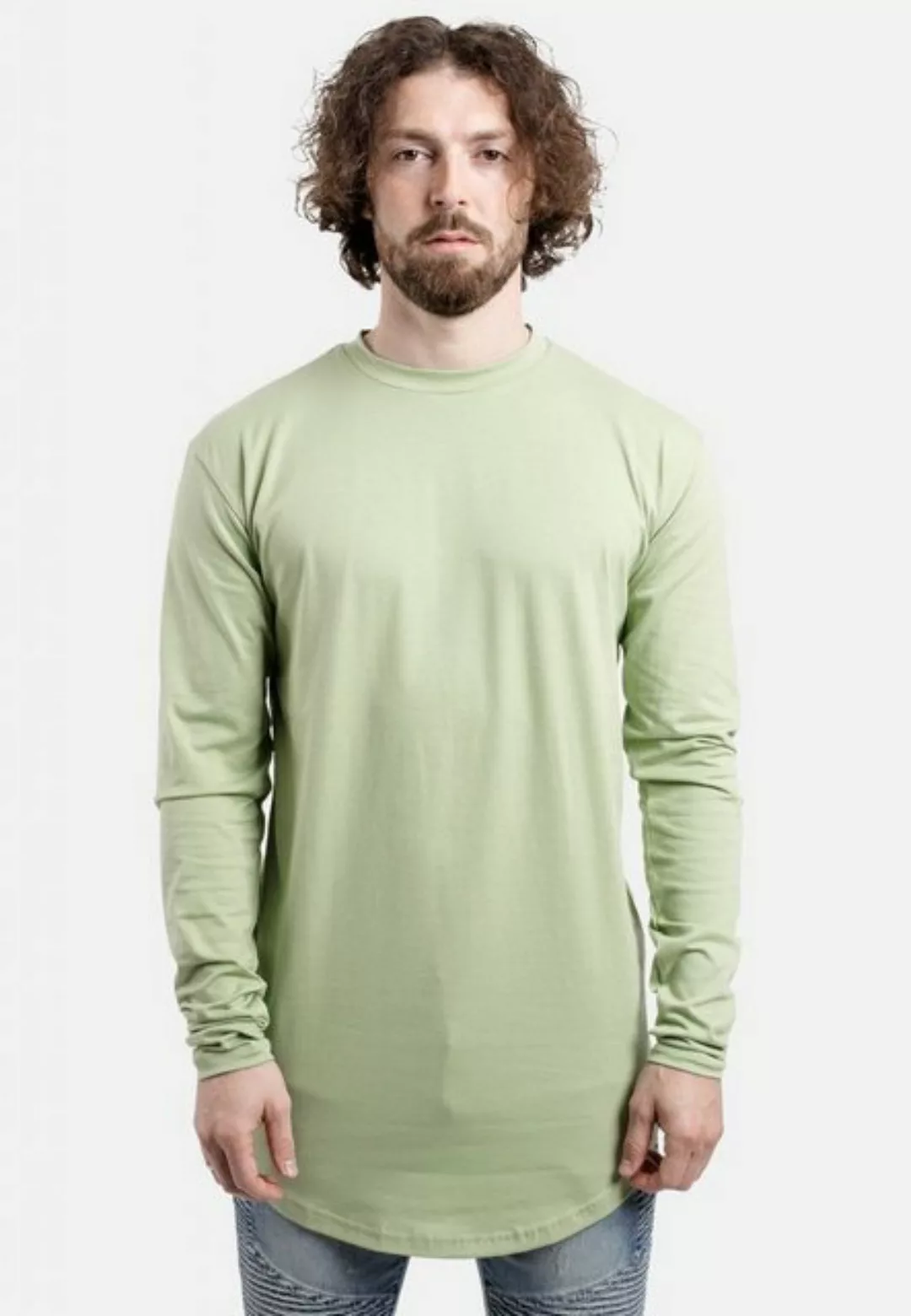 Blackskies T-Shirt Round Long Sleeve Longline T-Shirt Sage Green Large günstig online kaufen