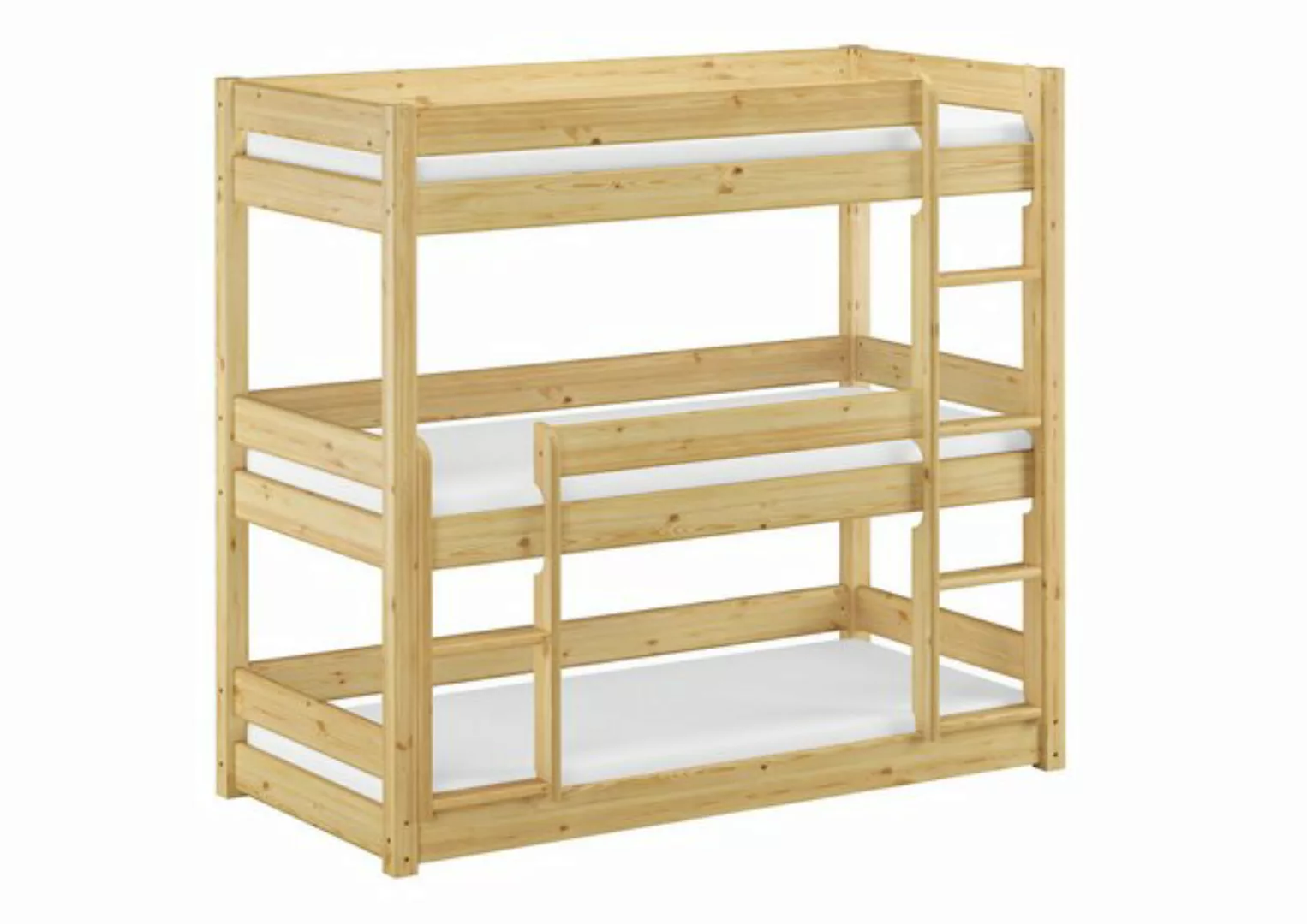 ERST-HOLZ Etagenbett Dreier-Etagenbett für Erwachsene 80x200 Kiefer massiv günstig online kaufen