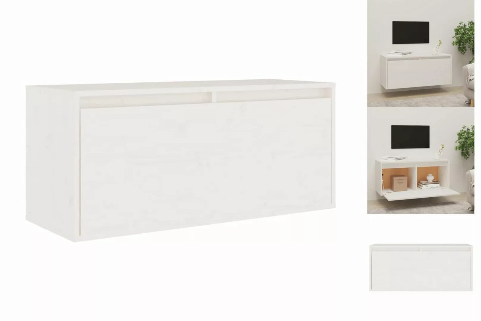 vidaXL Hängeschrank Hängeschrank Wandschrank Weiß 80x30x35 cm Massivholz Ki günstig online kaufen