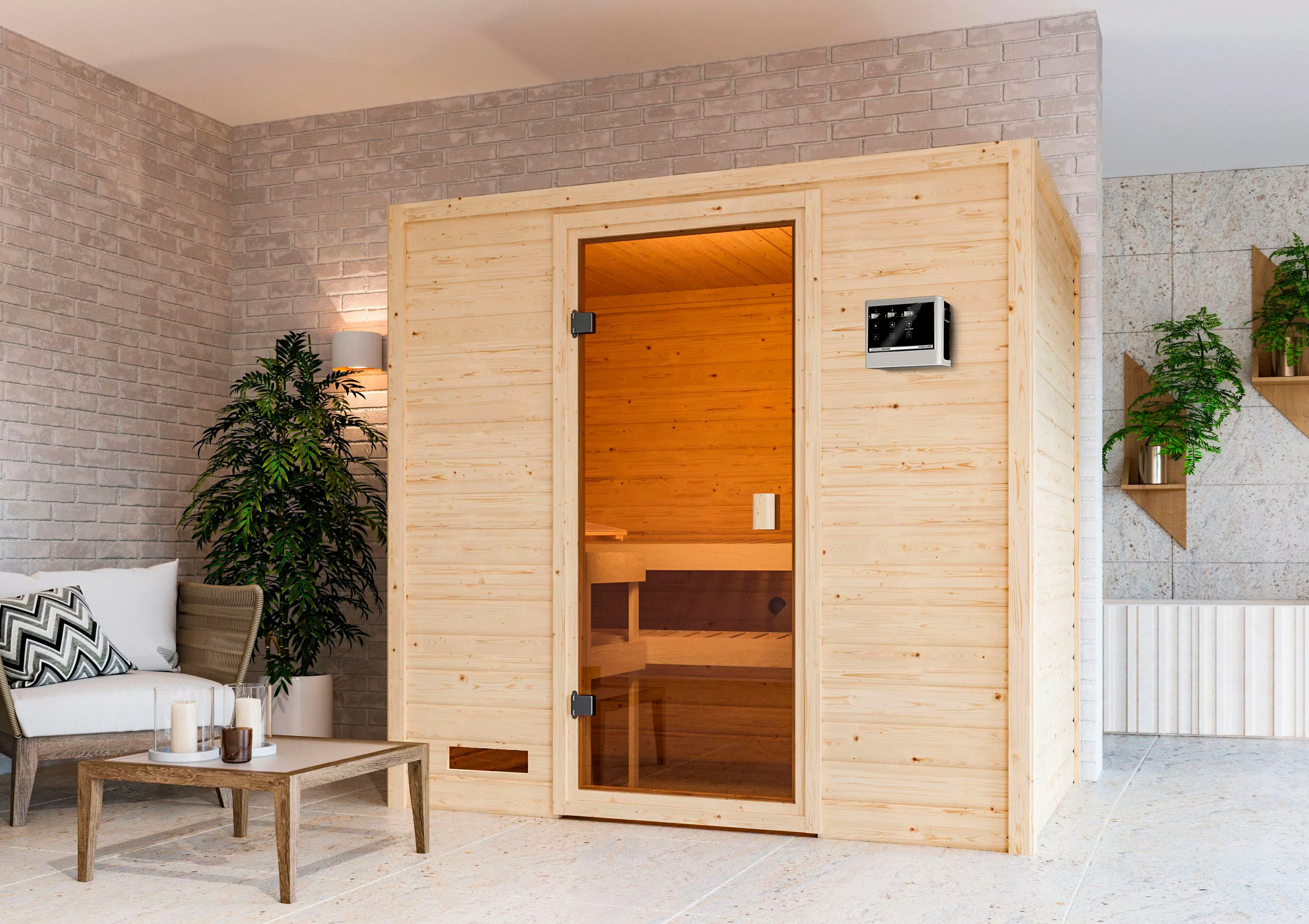welltime Sauna »Sunie«, 3,6-kW-Plug & Play Ofen mit ext. Steuerung günstig online kaufen