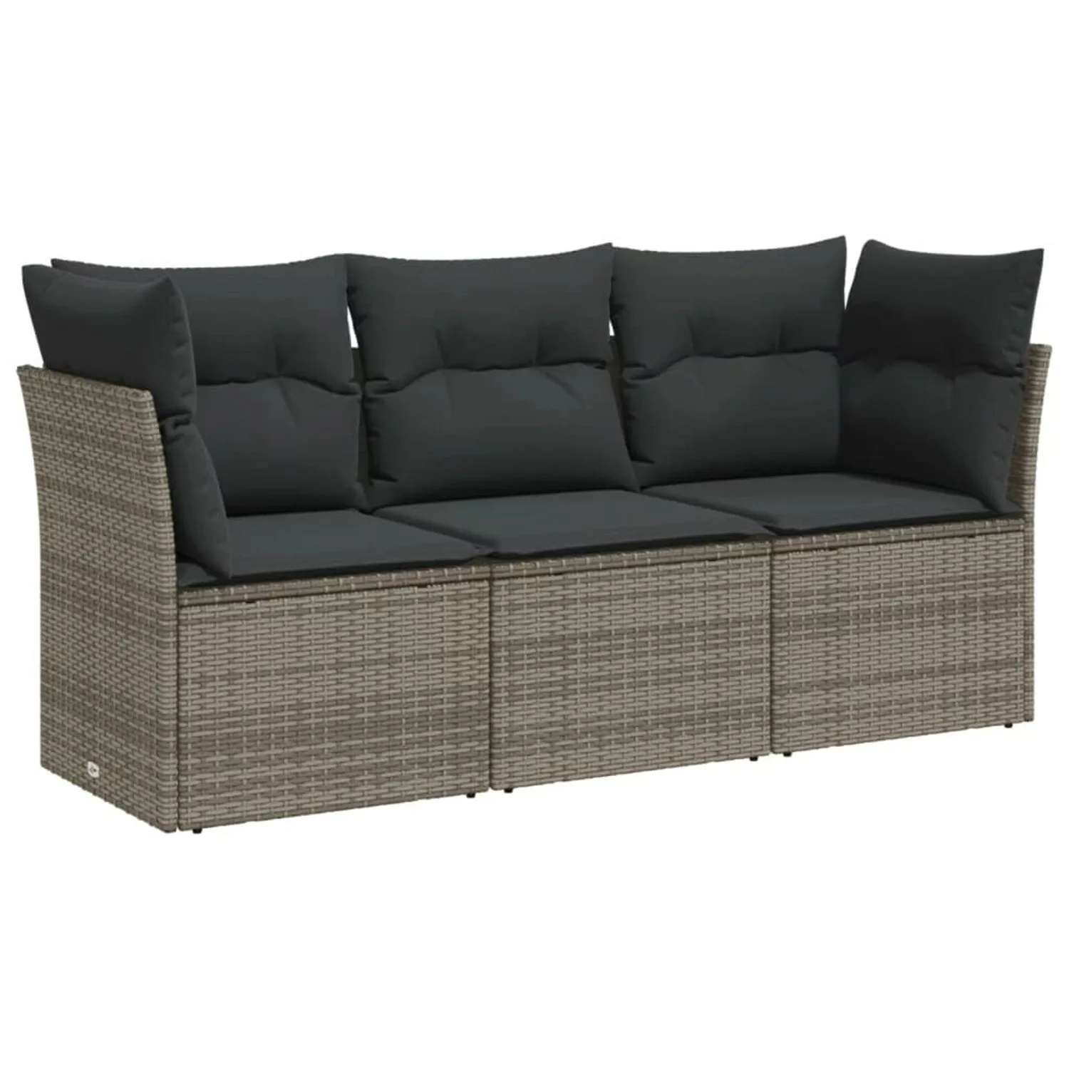 vidaXL 3-tlg Garten-Sofagarnitur mit Kissen Grau Poly Rattan Modell 6 günstig online kaufen