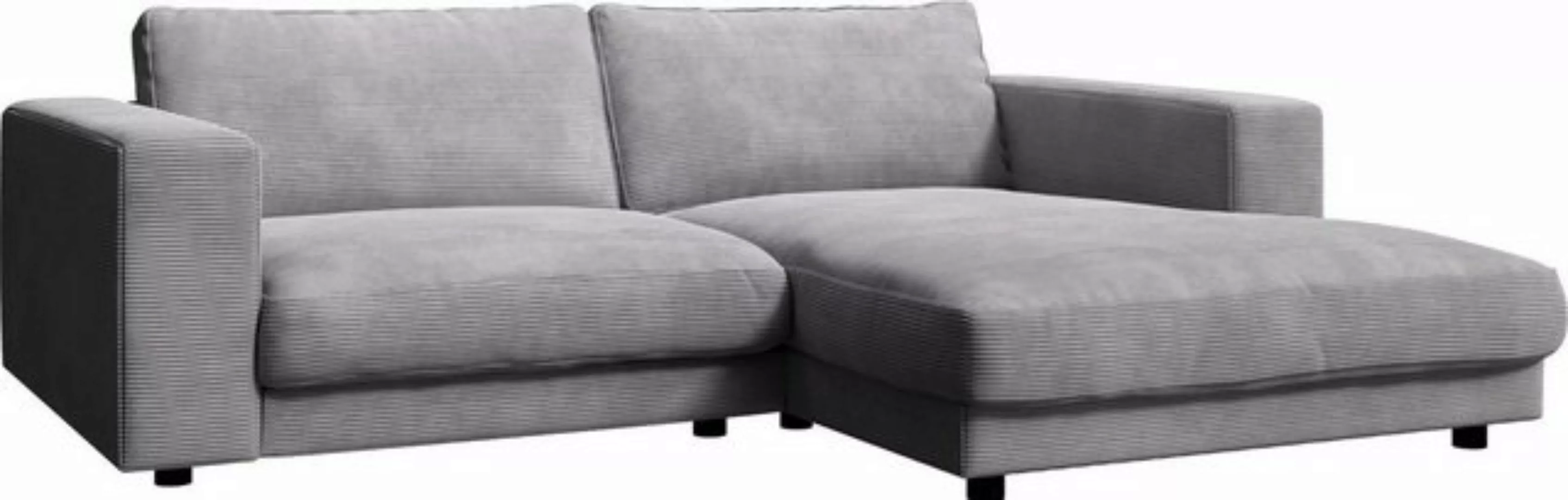 DELIFE Ecksofa Cubico, Cord Silbergrau 250x190 Recamiere rechts Ecksofa günstig online kaufen