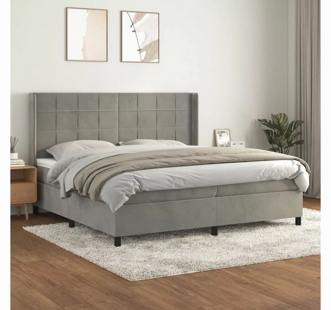 vidaXL Boxspringbett Bett Boxspringbett Samt komplett mit Matratze & Topper günstig online kaufen