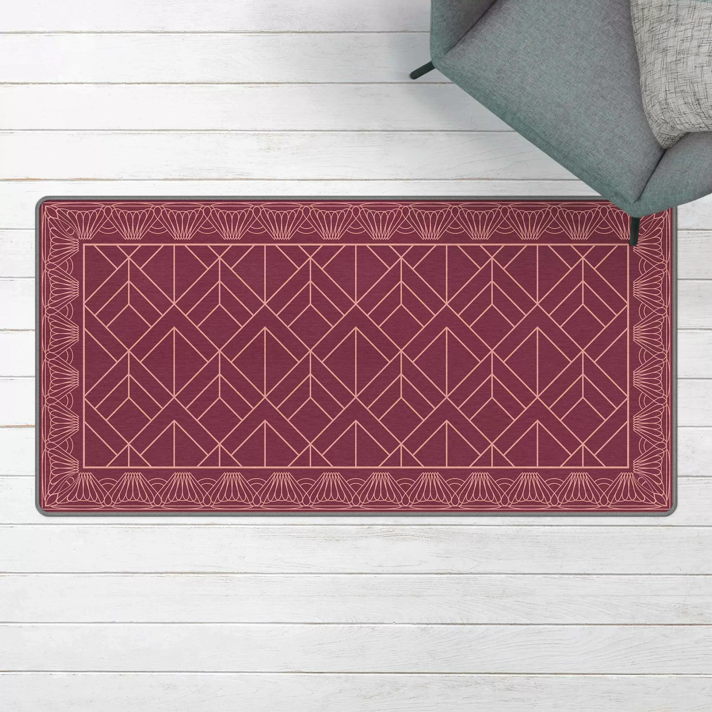 Teppich Art Deco Schuppen Muster mit Bordüre günstig online kaufen