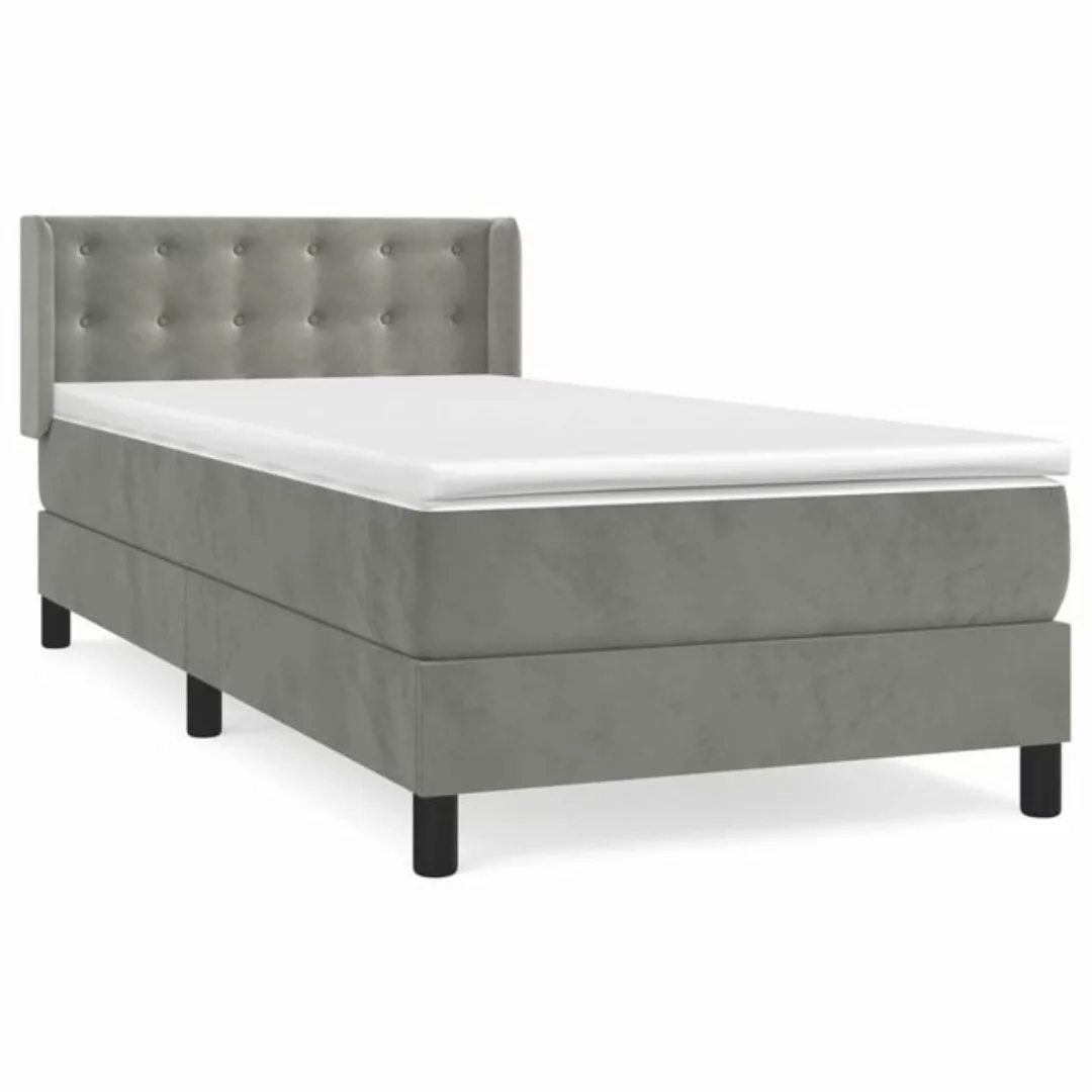 vidaXL Boxspringbett Boxspringbett mit Matratze Hellgrau 100x200 cm Samt Be günstig online kaufen