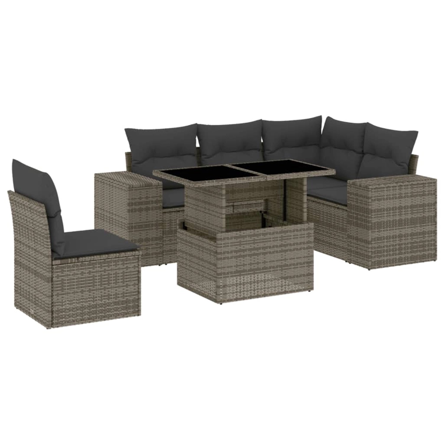 vidaXL 6-tlg Garten-Sofagarnitur mit Kissen Grau Poly Rattan Modell 162 günstig online kaufen