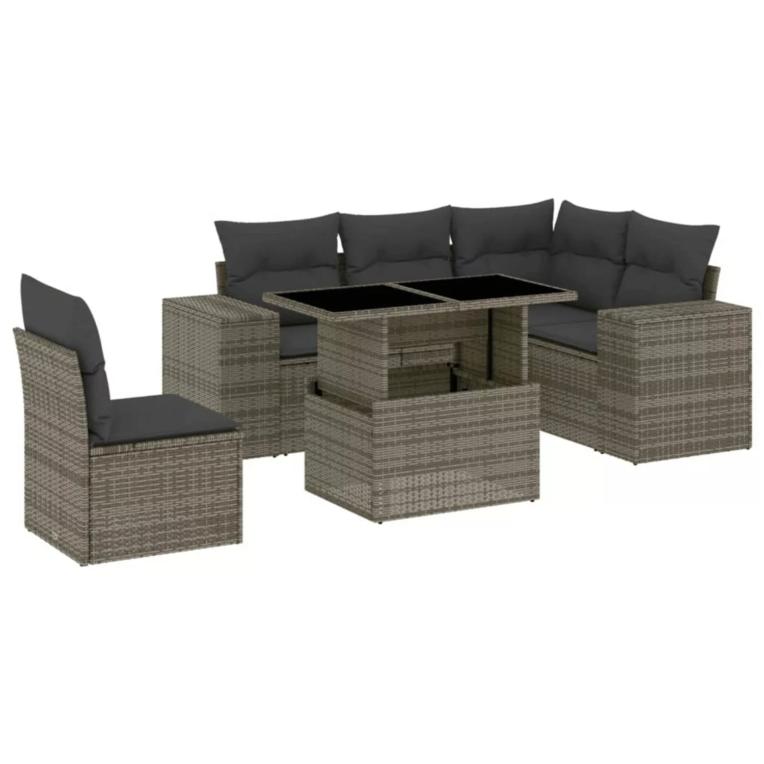 vidaXL 6-tlg Garten-Sofagarnitur mit Kissen Grau Poly Rattan Modell 162 günstig online kaufen