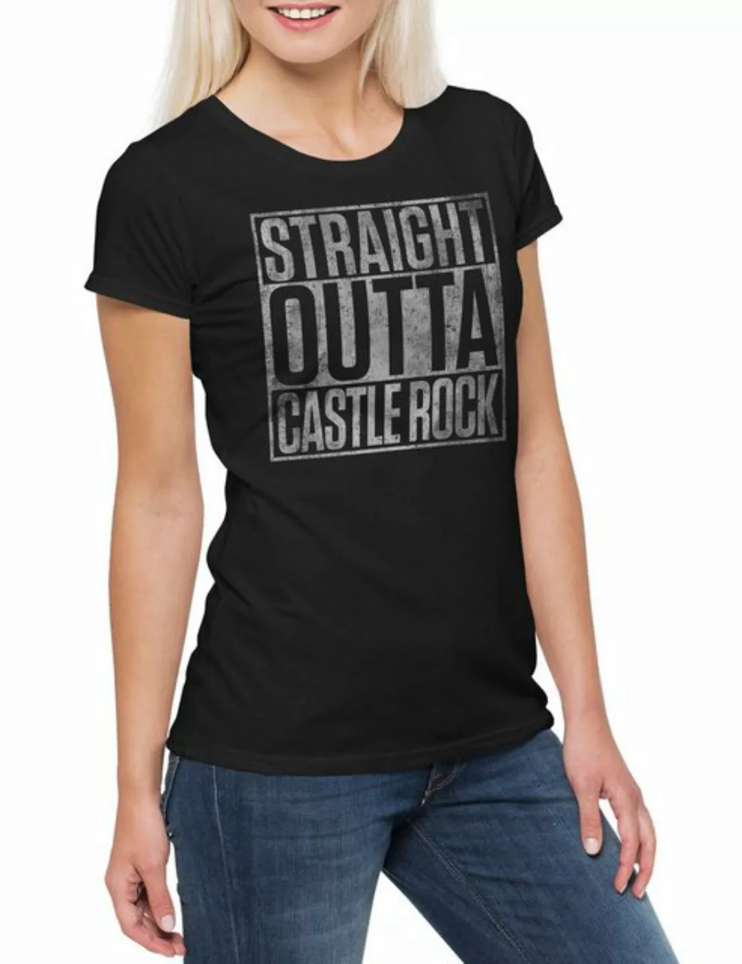 Urban Backwoods Print-Shirt Straight Outta Castle Rock Damen T-Shirt Stephe günstig online kaufen