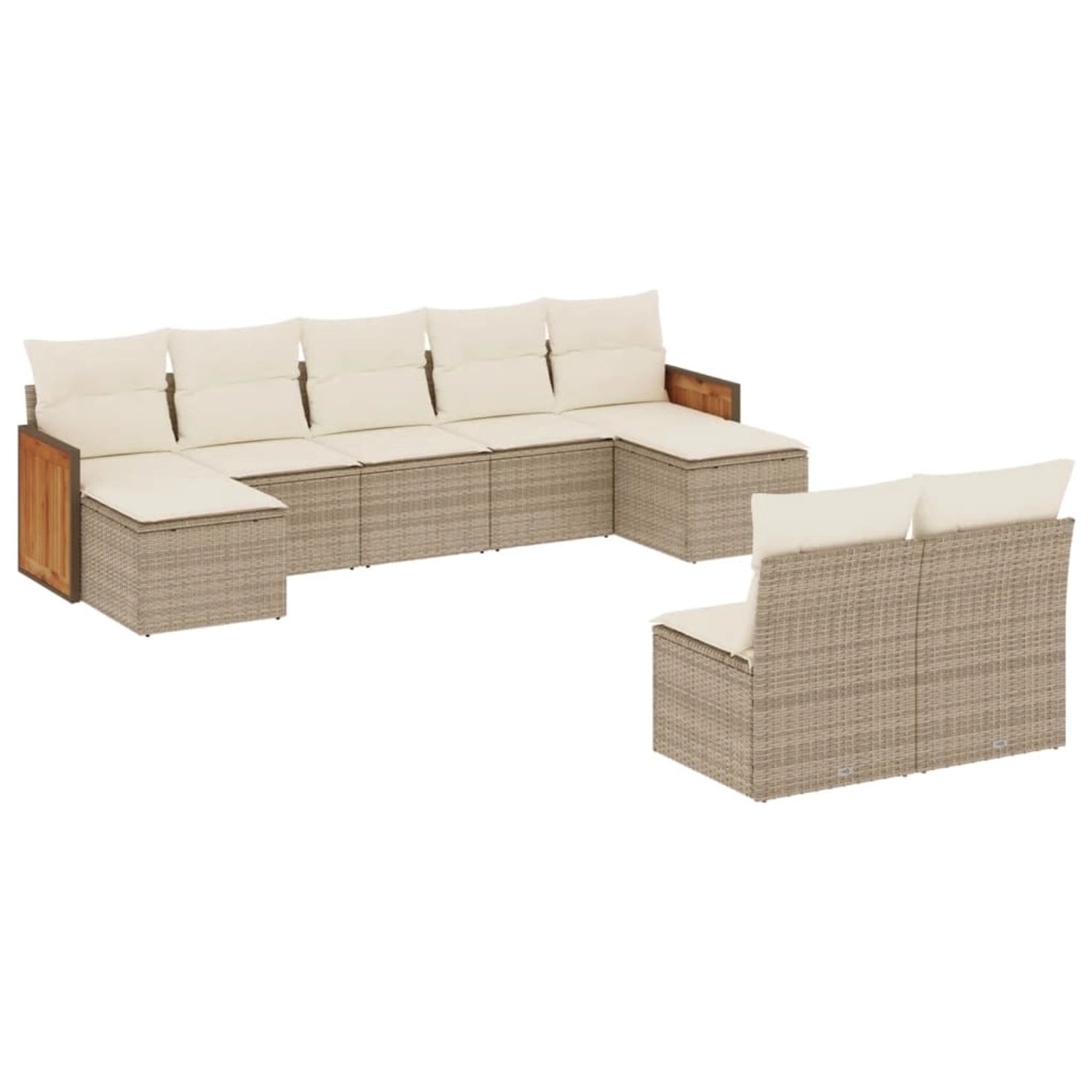 vidaXL 9-Tlg Garten-Sofagarnitur mit Kissen Beige Poly Rattan 3228053 günstig online kaufen