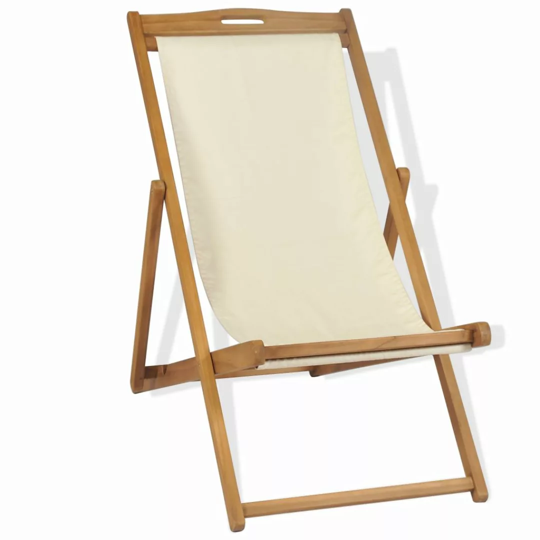 Liegestuhl Teak 56×105×96 Cm Creme günstig online kaufen