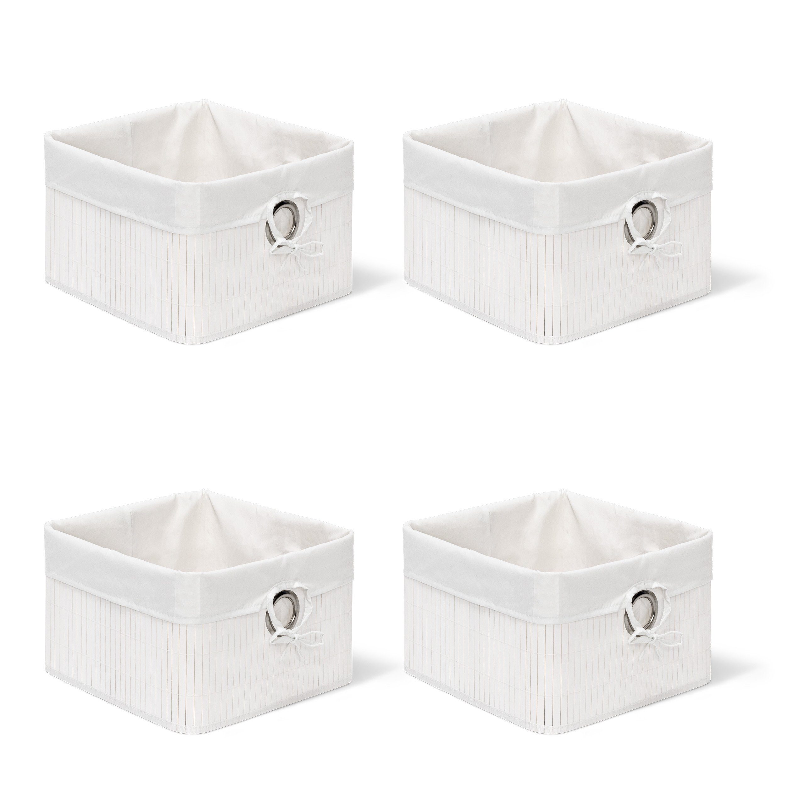 relaxdays Aufbewahrungskorb 4 x Aufbewahrungskorb Bambus günstig online kaufen