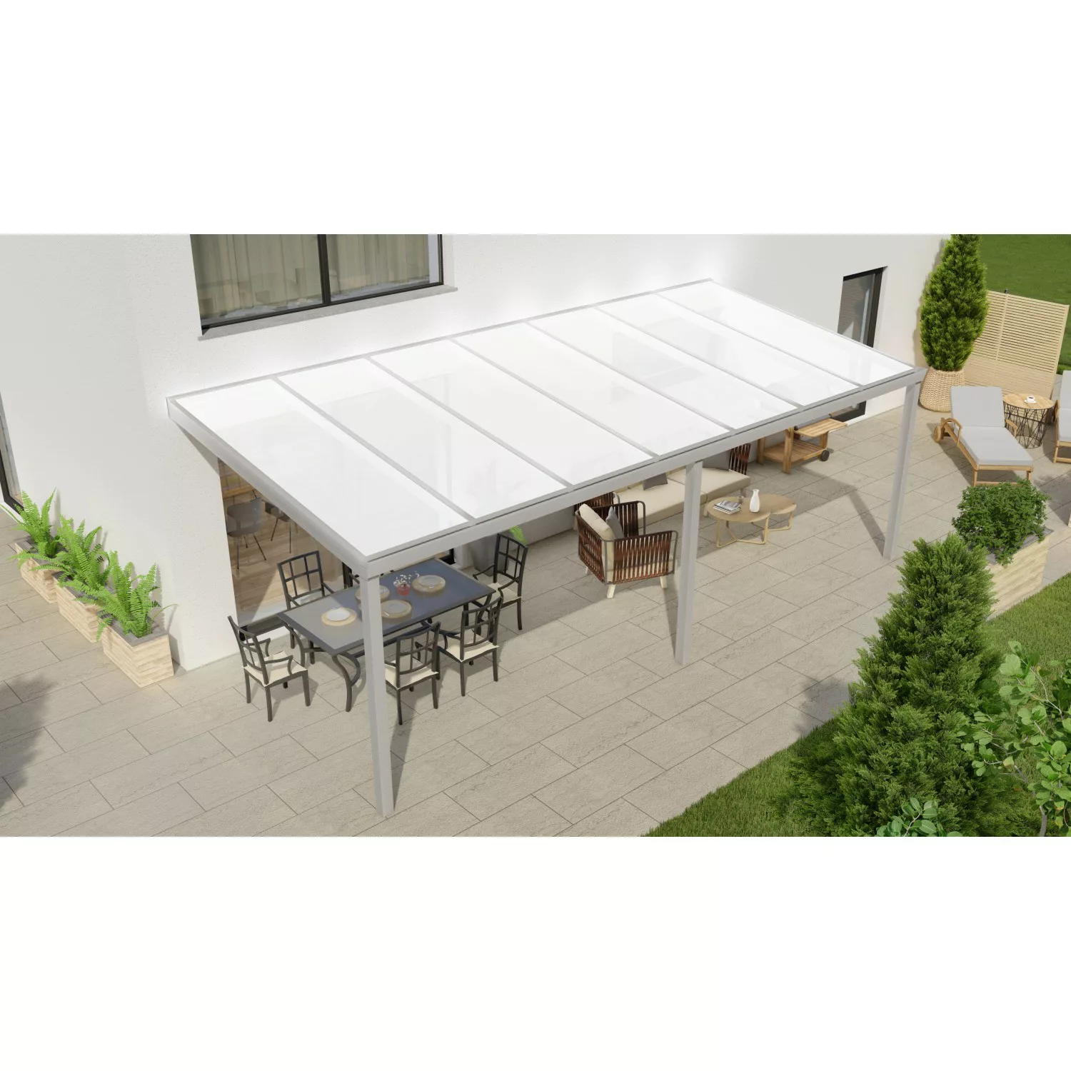 Terrassenüberdachung Professional 700 cm x 300 cm Grau Struktur PC Opal günstig online kaufen