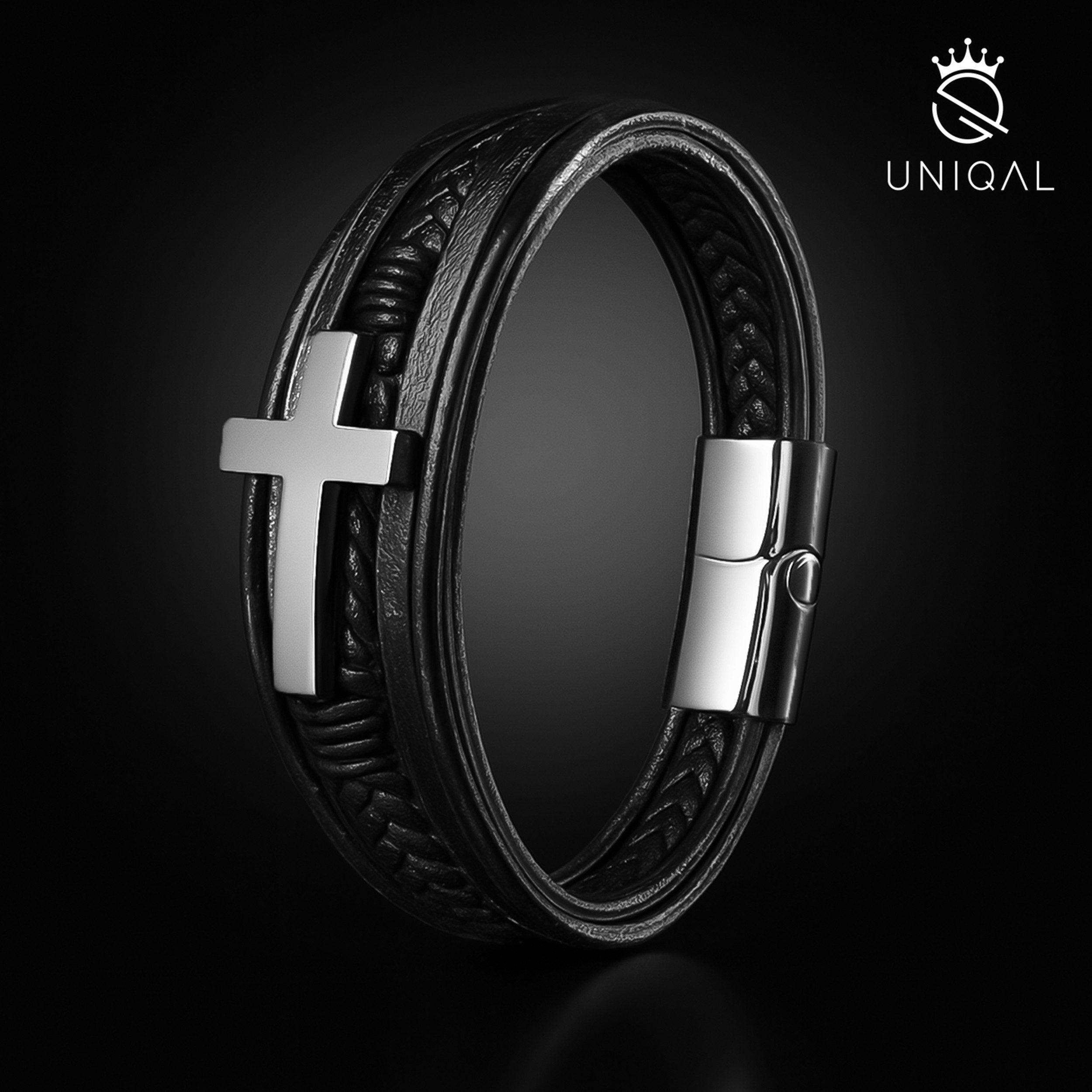 UNIQAL.de Lederarmband Lederarmband Herren mit Kreuz günstig online kaufen