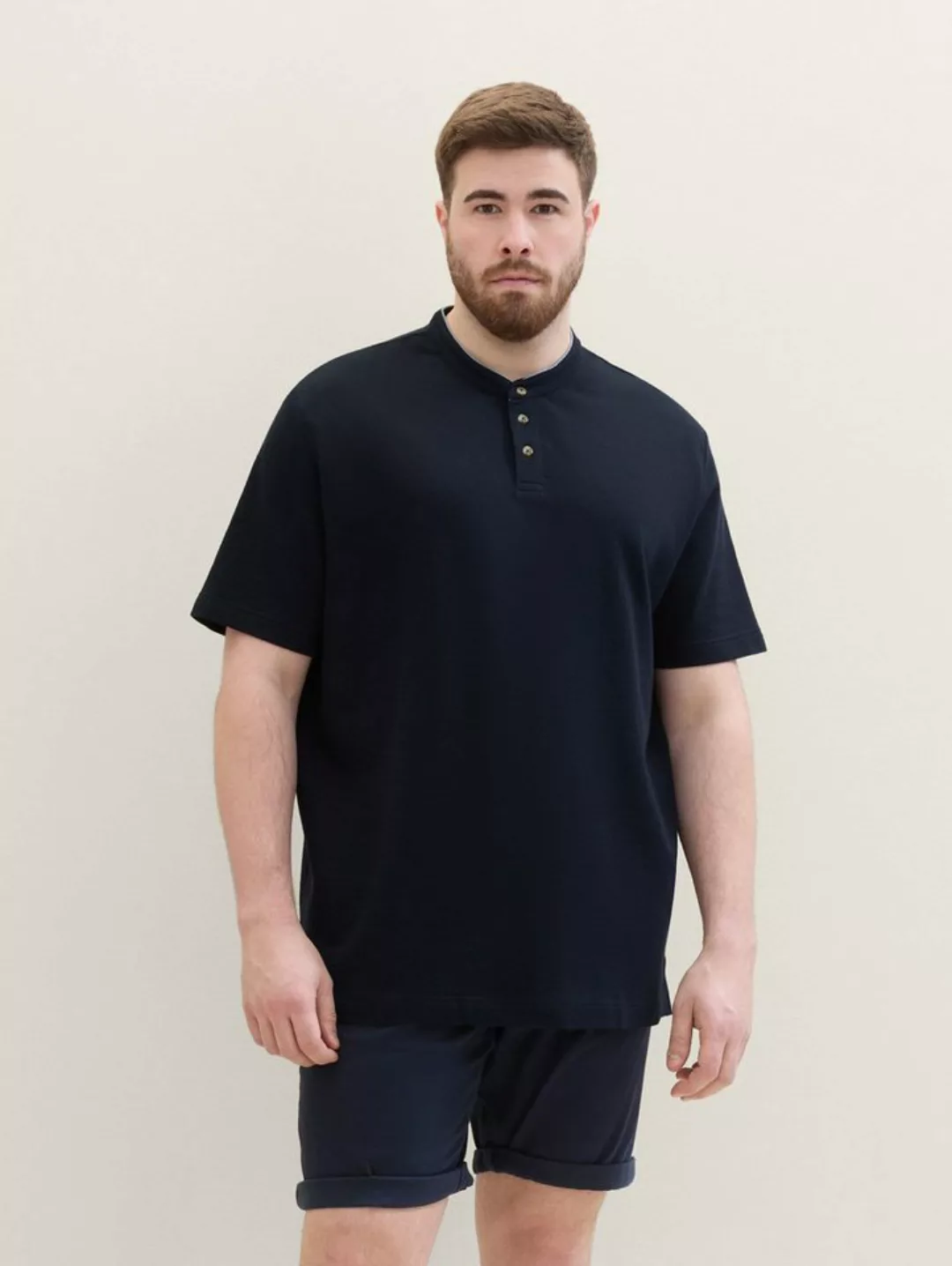 TOM TAILOR PLUS Poloshirt Plus - Poloshirt mit Stehkragen günstig online kaufen