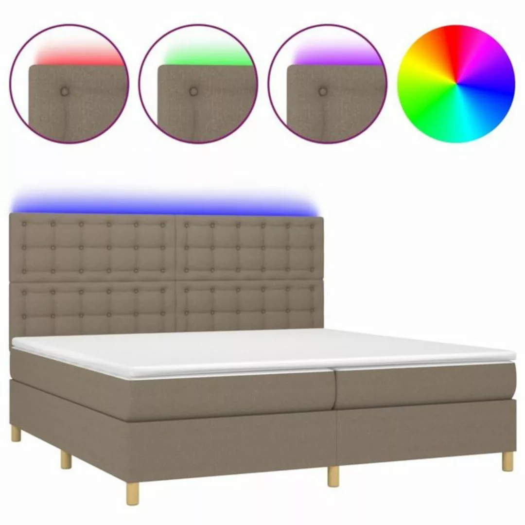 vidaXL Boxspringbett Boxspringbett mit Matratze LED Taupe 200x200 cm Stoff günstig online kaufen