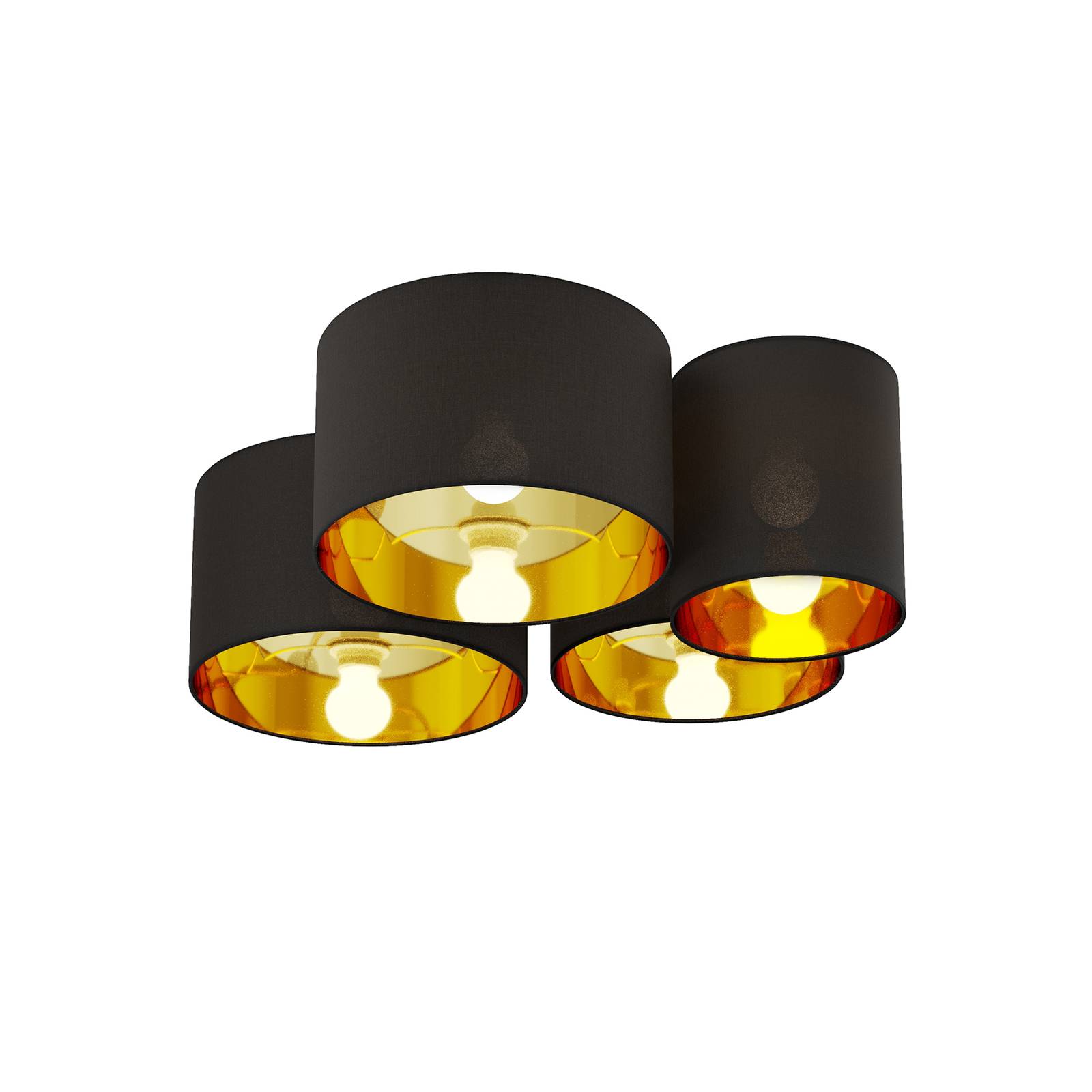 Lindby Laurenz Deckenlampe, 4-fl., schwarz-gold günstig online kaufen
