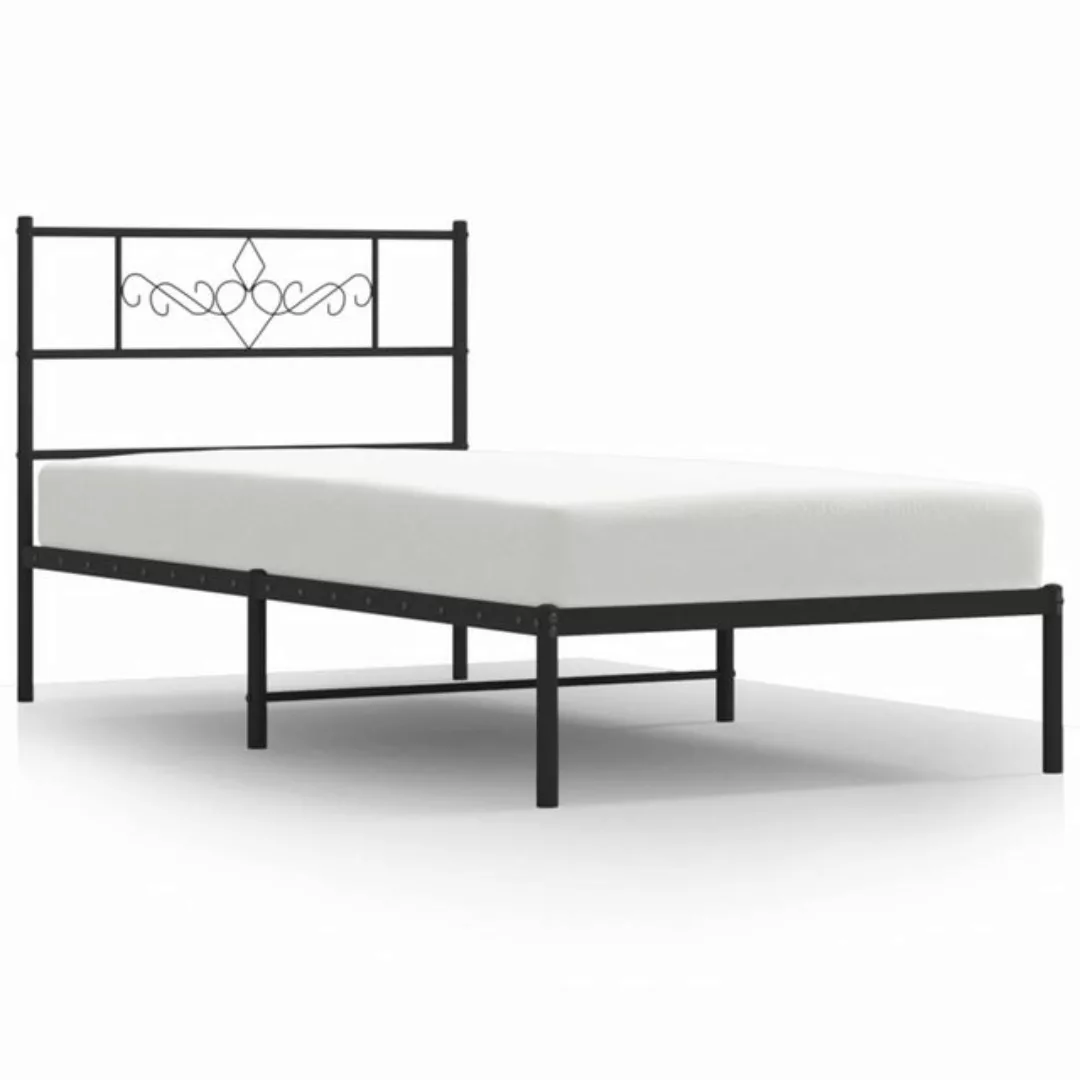 vidaXL Bettgestell Bettrahmen mit Kopfteil Metall Schwarz 75x190 cm Bett Be günstig online kaufen