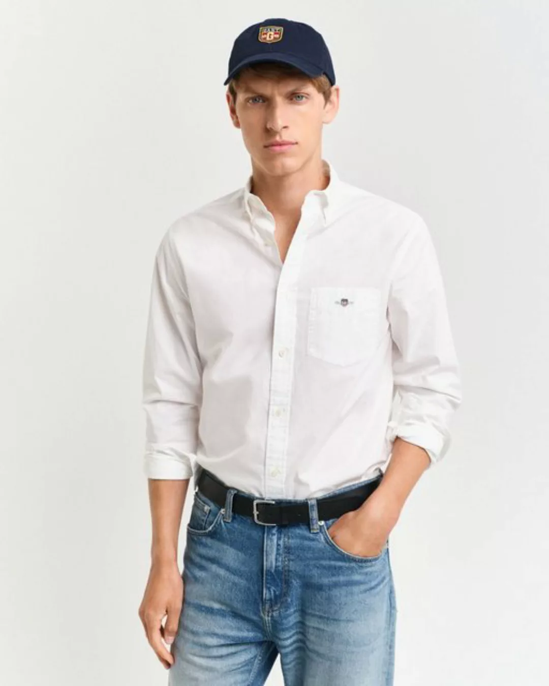 Gant Casual Hemd Poplin Navy - Größe M günstig online kaufen