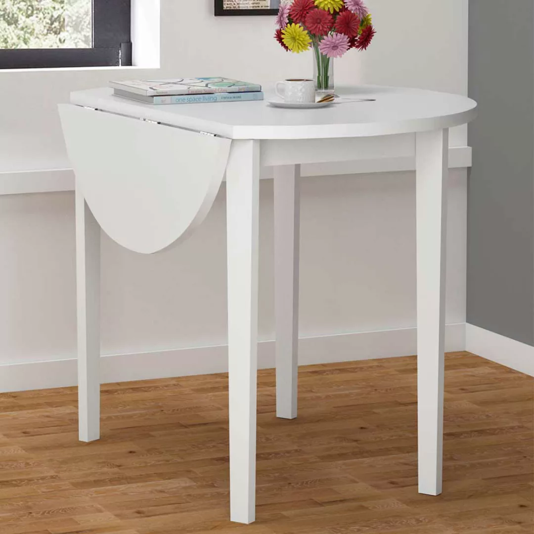 Runder Tisch in Weiß klappbarer Tischplatte günstig online kaufen