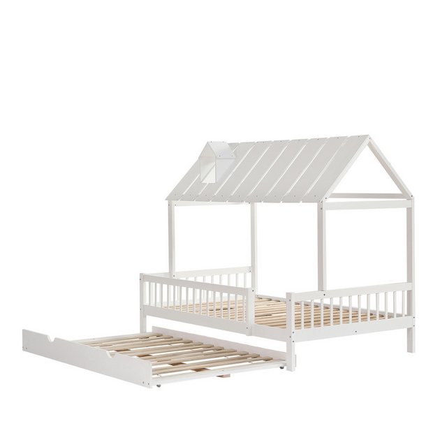 Gotagee Hausbett Faltbett 120x200/190cm Kinderbett Jugendbett Kiefer Weiß f günstig online kaufen