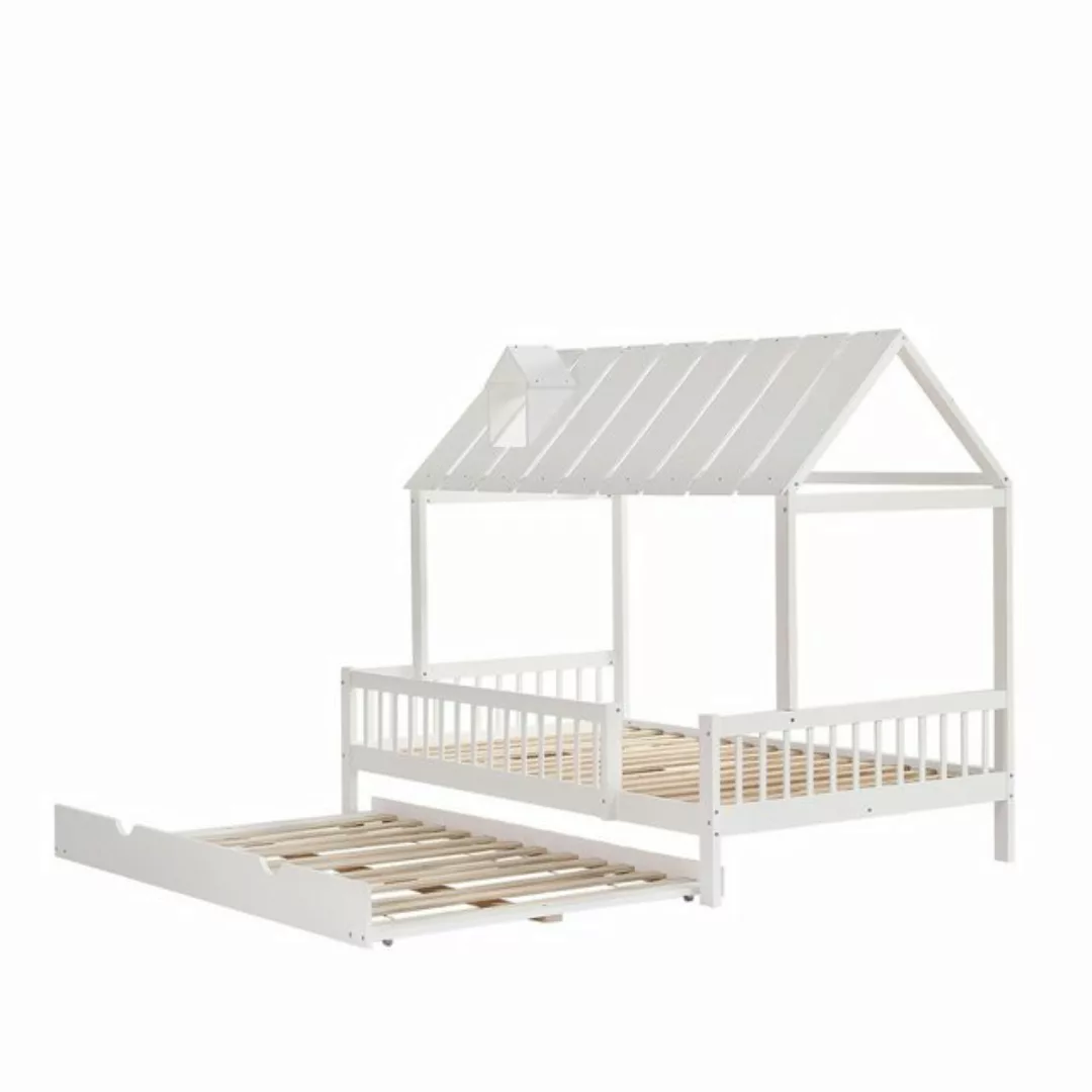 Gotagee Hausbett Faltbett 120x200/190cm Kinderbett Jugendbett Kiefer Weiß f günstig online kaufen