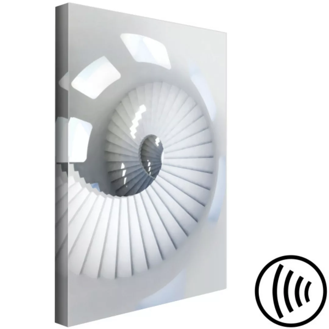 Bild auf Leinwand Spiral-Steintreppe - Fotoarchitektur in weißen Tönen XXL günstig online kaufen