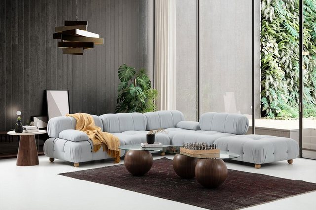 Xlmoebel Ecksofa Eckcouch Stoff Wohnzimmer Möbel Ecke Grau Modern Polyester günstig online kaufen