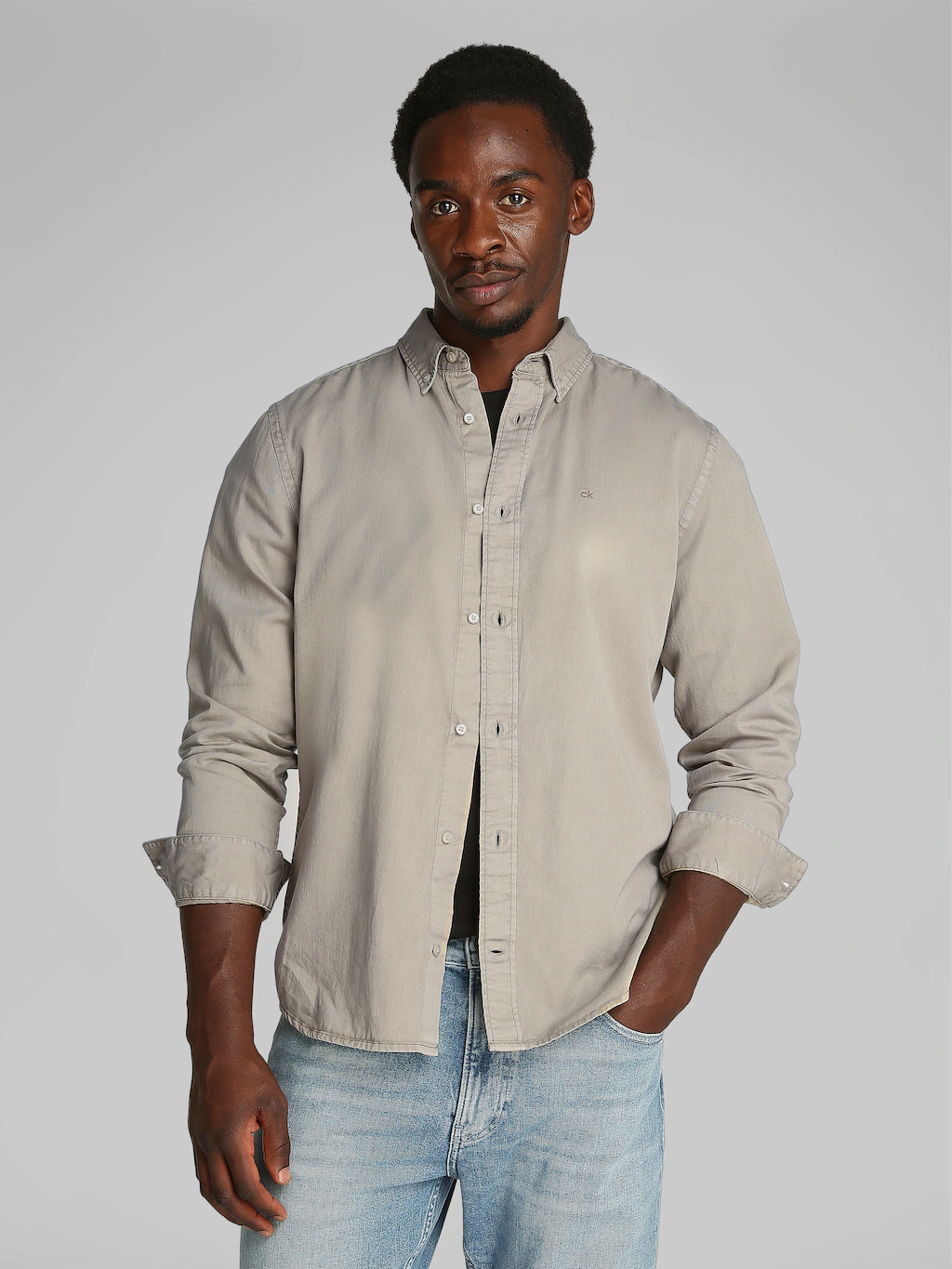 Calvin Klein Langarmhemd "GARMENT DYED TWILL SHIRT", mit Logostickerei günstig online kaufen