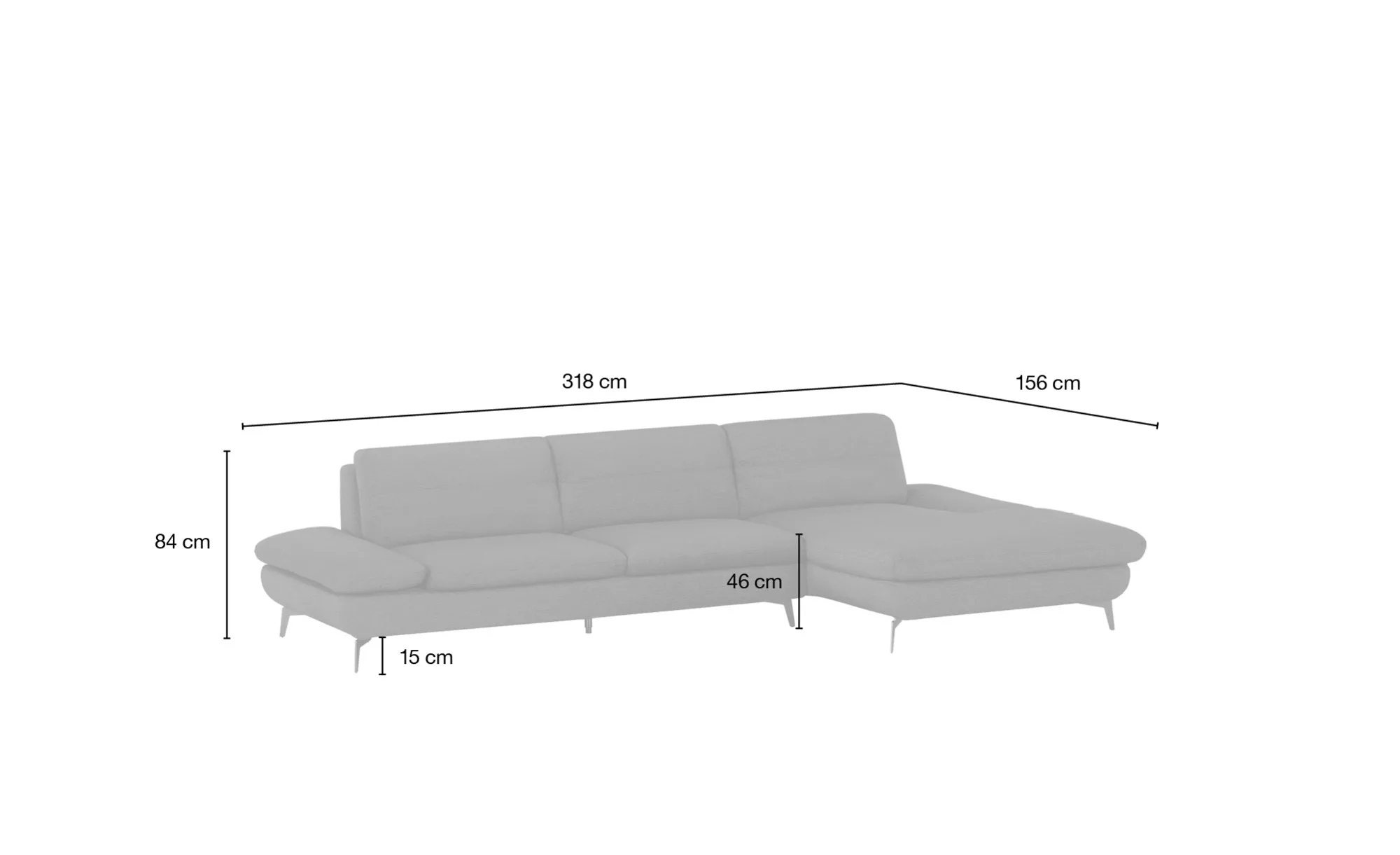 Wohnwert Ecksofa  Amarena ¦ schwarz ¦ Maße (cm): B: 311 H: 81 T: 150.0 Pols günstig online kaufen