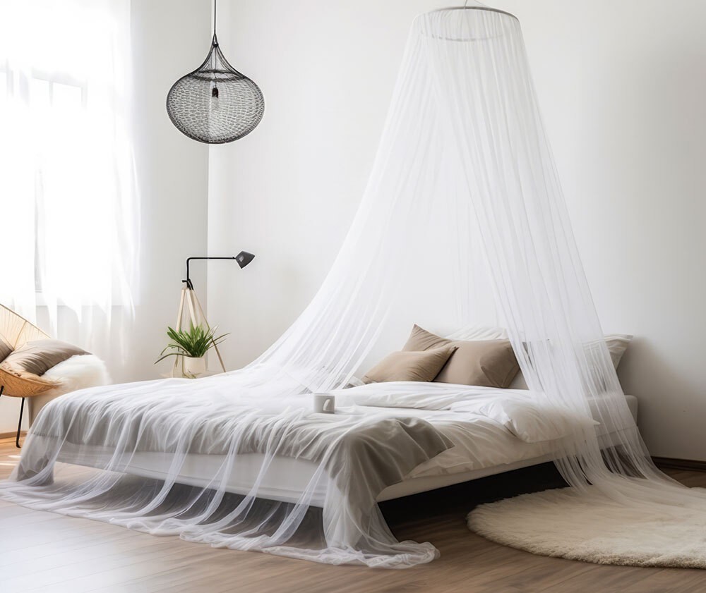 Schönes Moskitonetz Bett Baldachin Weiß 250x500 cm Insektenschutz für Doppe günstig online kaufen