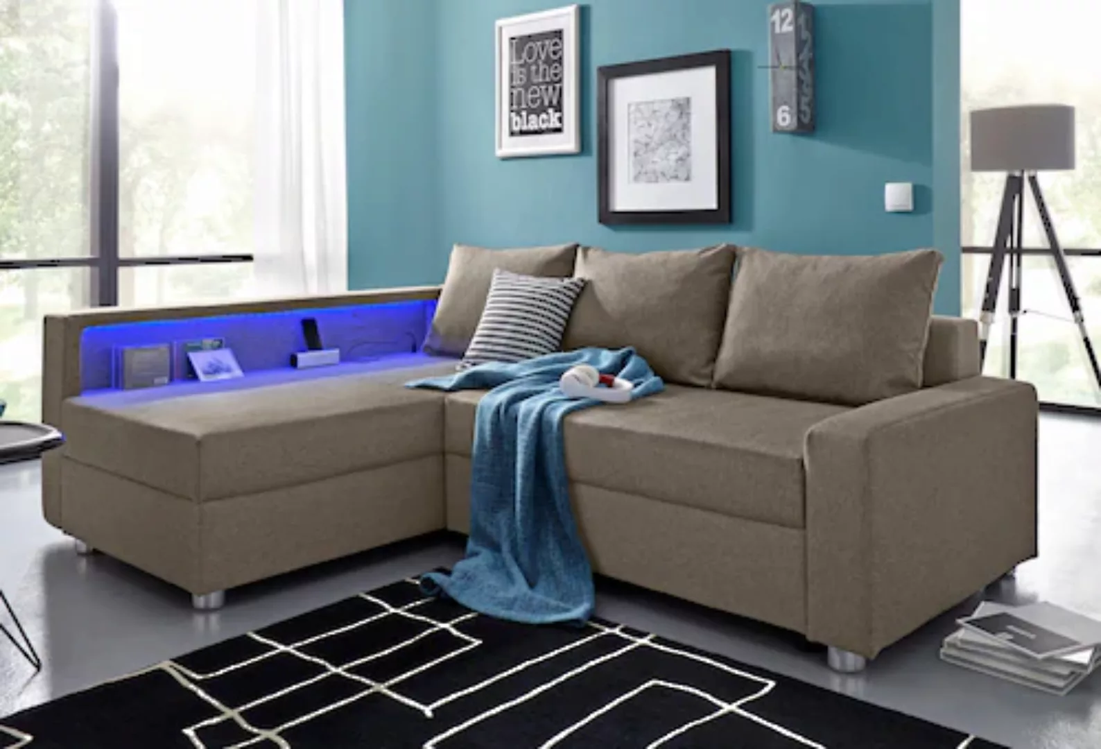 COLLECTION AB Ecksofa »Relax L-Form«, inklusive Bettfunktion, Federkern, wa günstig online kaufen