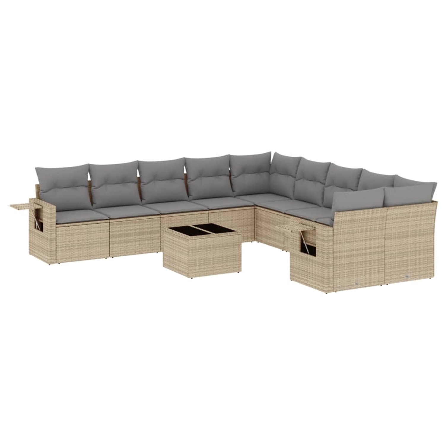vidaXL 11-Tlg Garten-Sofagarnitur mit Kissen Beige Poly Rattan 3220718 günstig online kaufen