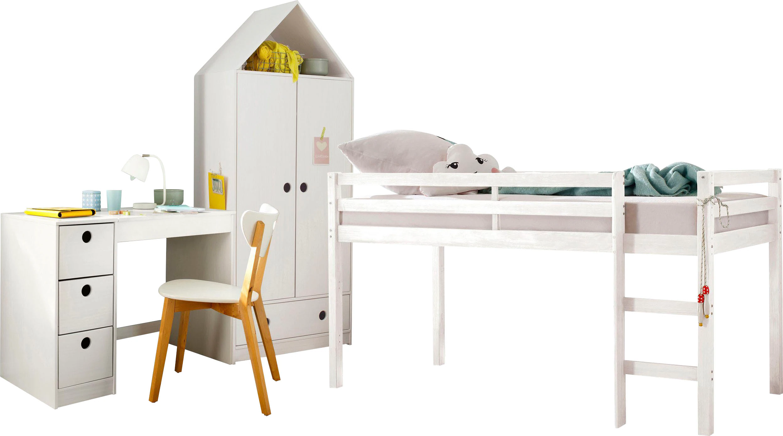 Lüttenhütt Jugendzimmer-Set "Alpi", (Spar-Set, 3 St.), Hochbett, Schreibtis günstig online kaufen