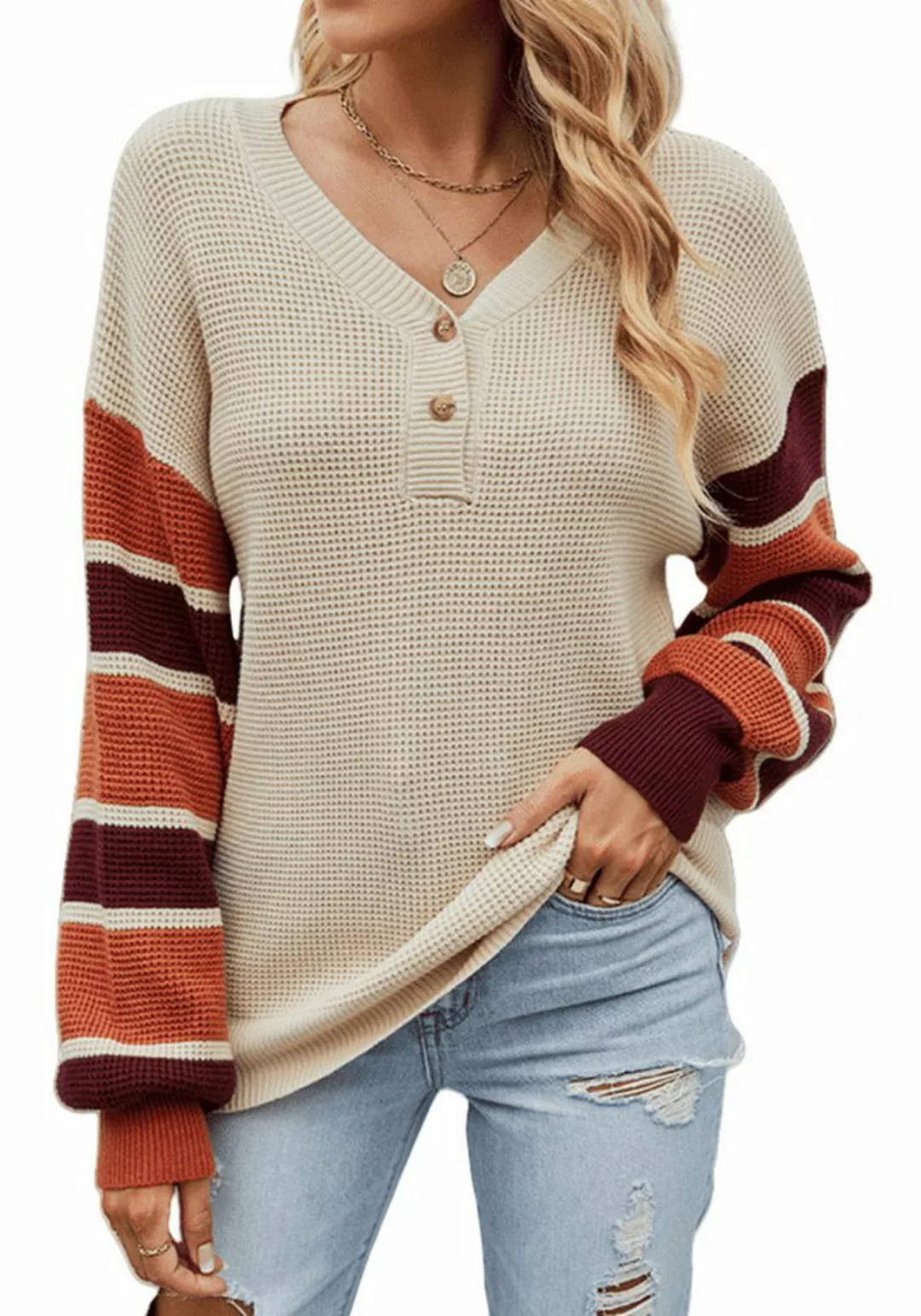 Nebelmeer Strickpullover Pullover Herbst Winter Modischer All-Match Lockere günstig online kaufen