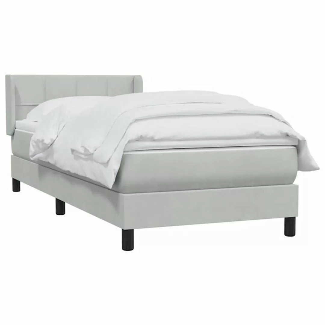 vidaXL Bett Boxspringbett mit Matratze Hellgrau 100x210 cm Samt günstig online kaufen