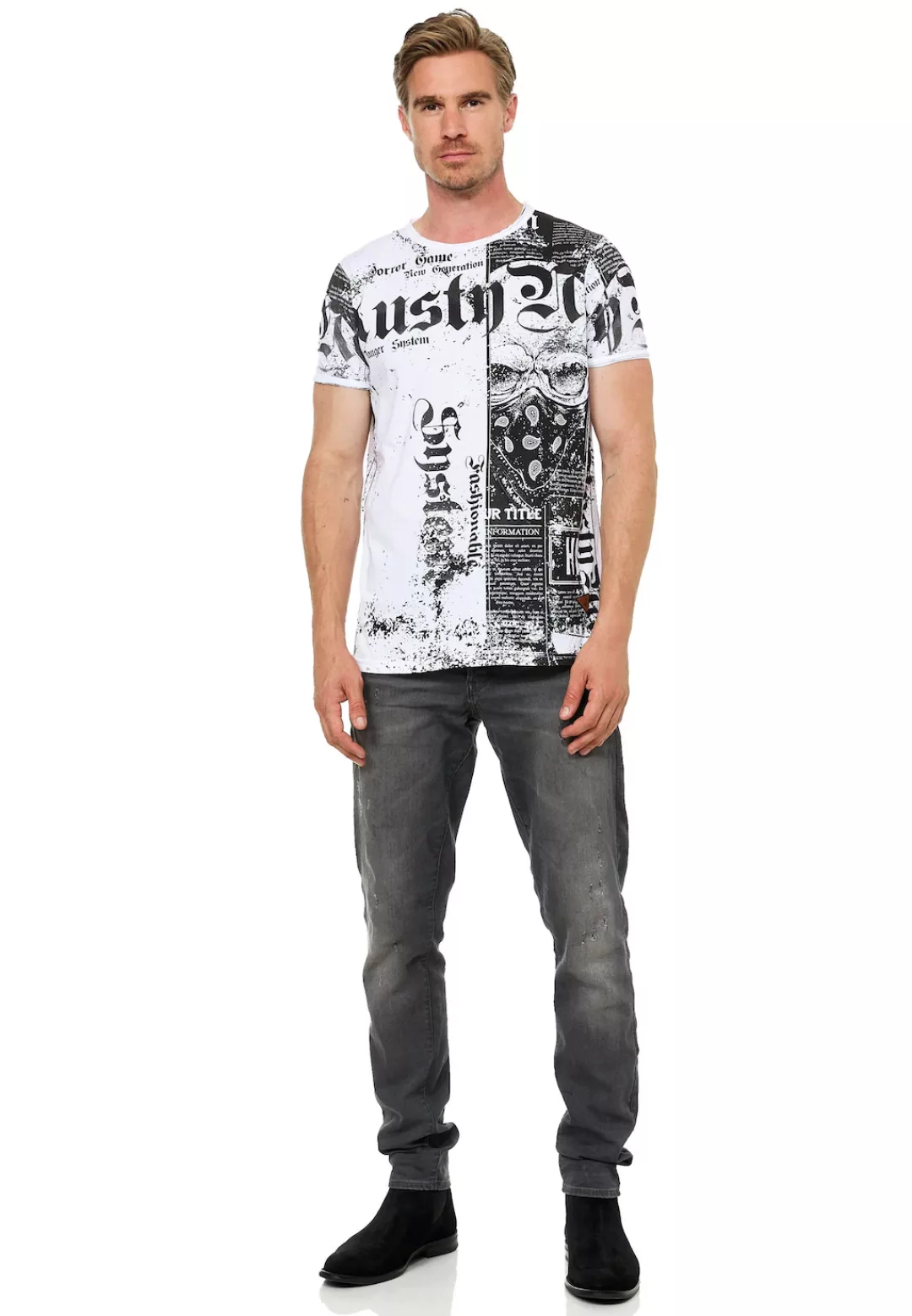 Rusty Neal T-Shirt, mit Allover-Print im Used-Look günstig online kaufen