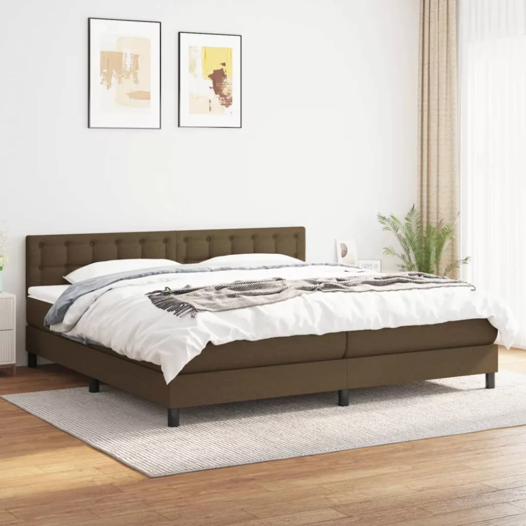 vidaXL Bettgestell Boxspringbett mit Matratze Dunkelbraun 200x200 cm Stoff günstig online kaufen