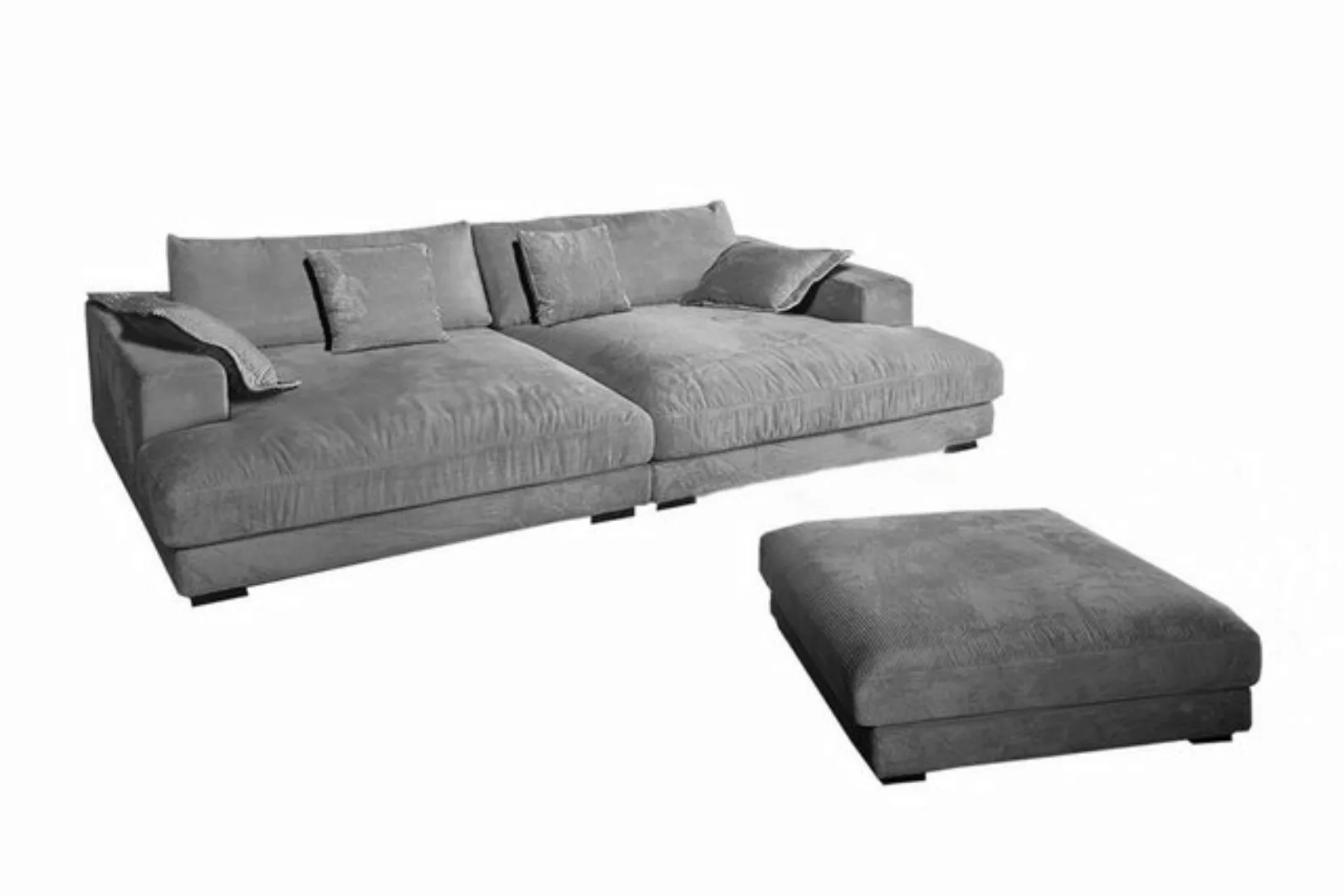 KAWOLA Big-Sofa MADELINE, Couch mit Hocker und 4 Zierkissen Cord verschiede günstig online kaufen