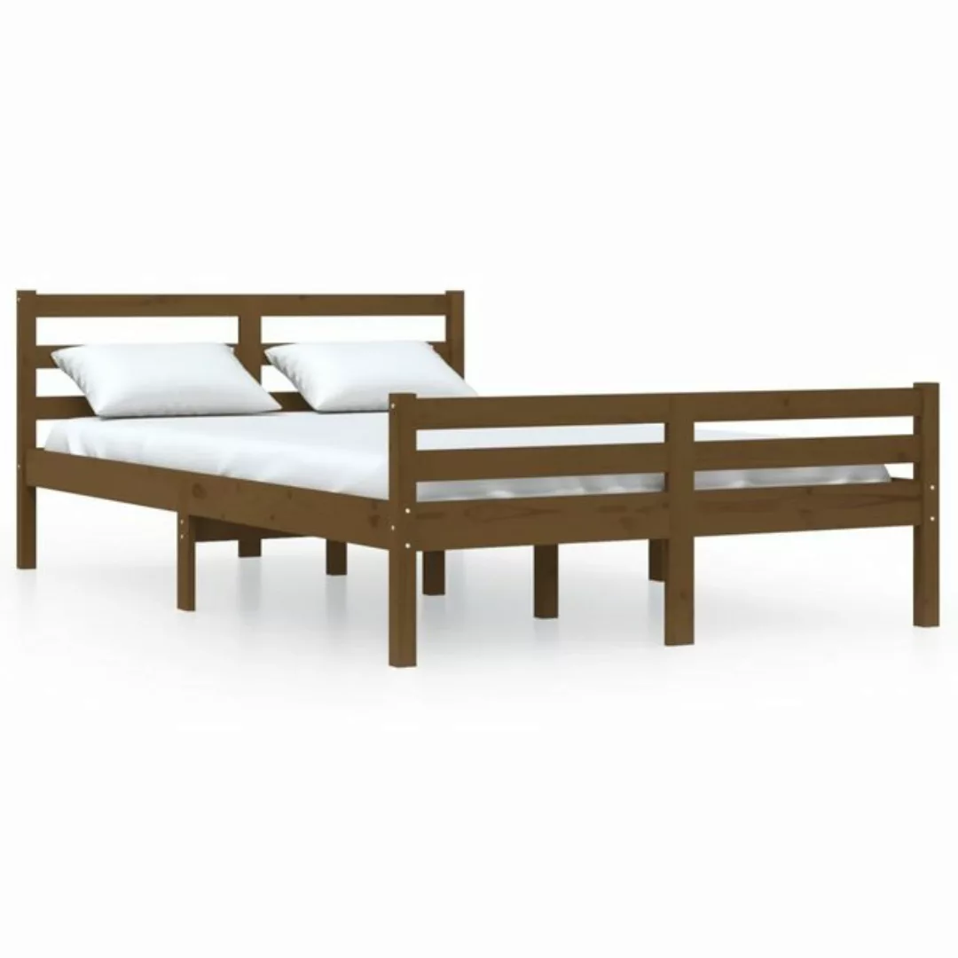 furnicato Bett Massivholzbett Honigbraun 140x190 cm günstig online kaufen