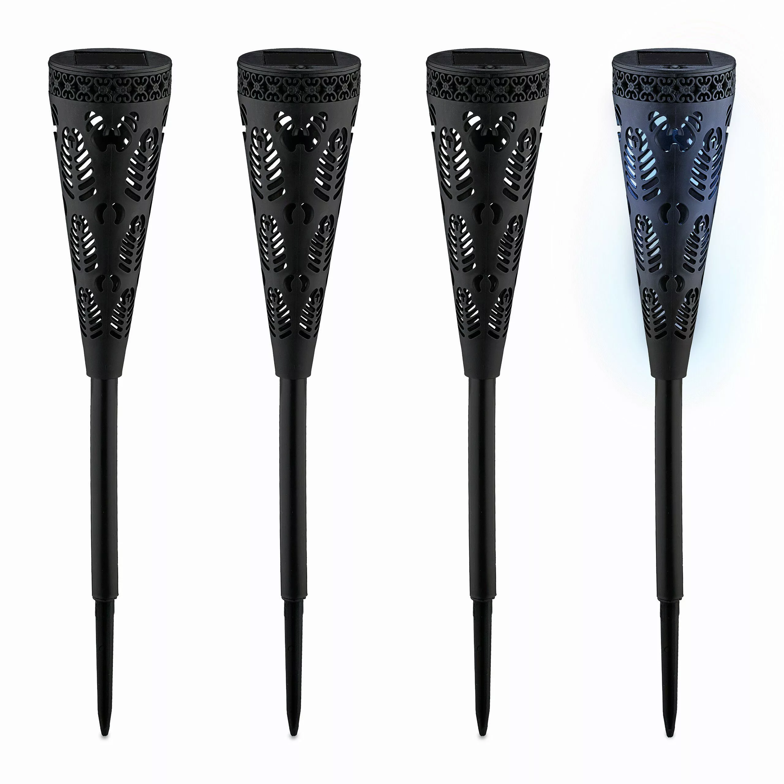 relaxdays LED Solarleuchte Solarlampen-Set mit Lichteffekt, günstig online kaufen