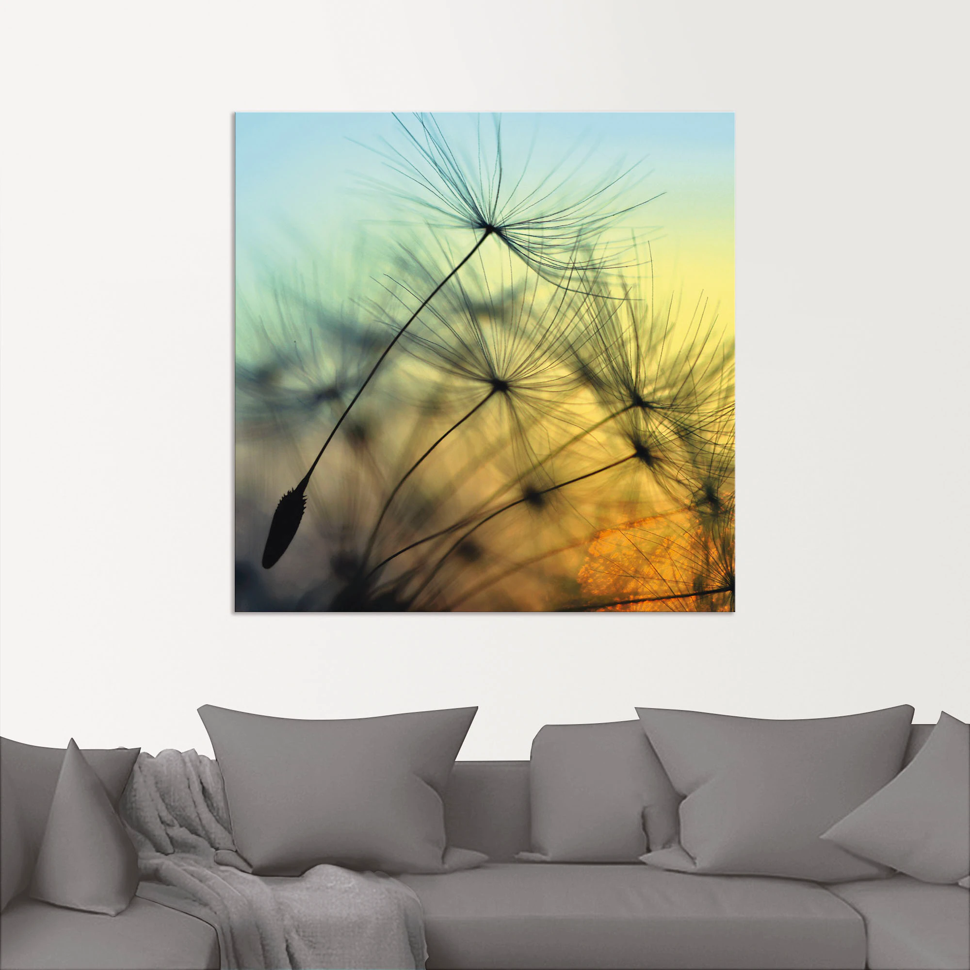 Artland Wandbild "Goldener Sonnenuntergang und Pusteblumen", Blumen, (1 St. günstig online kaufen