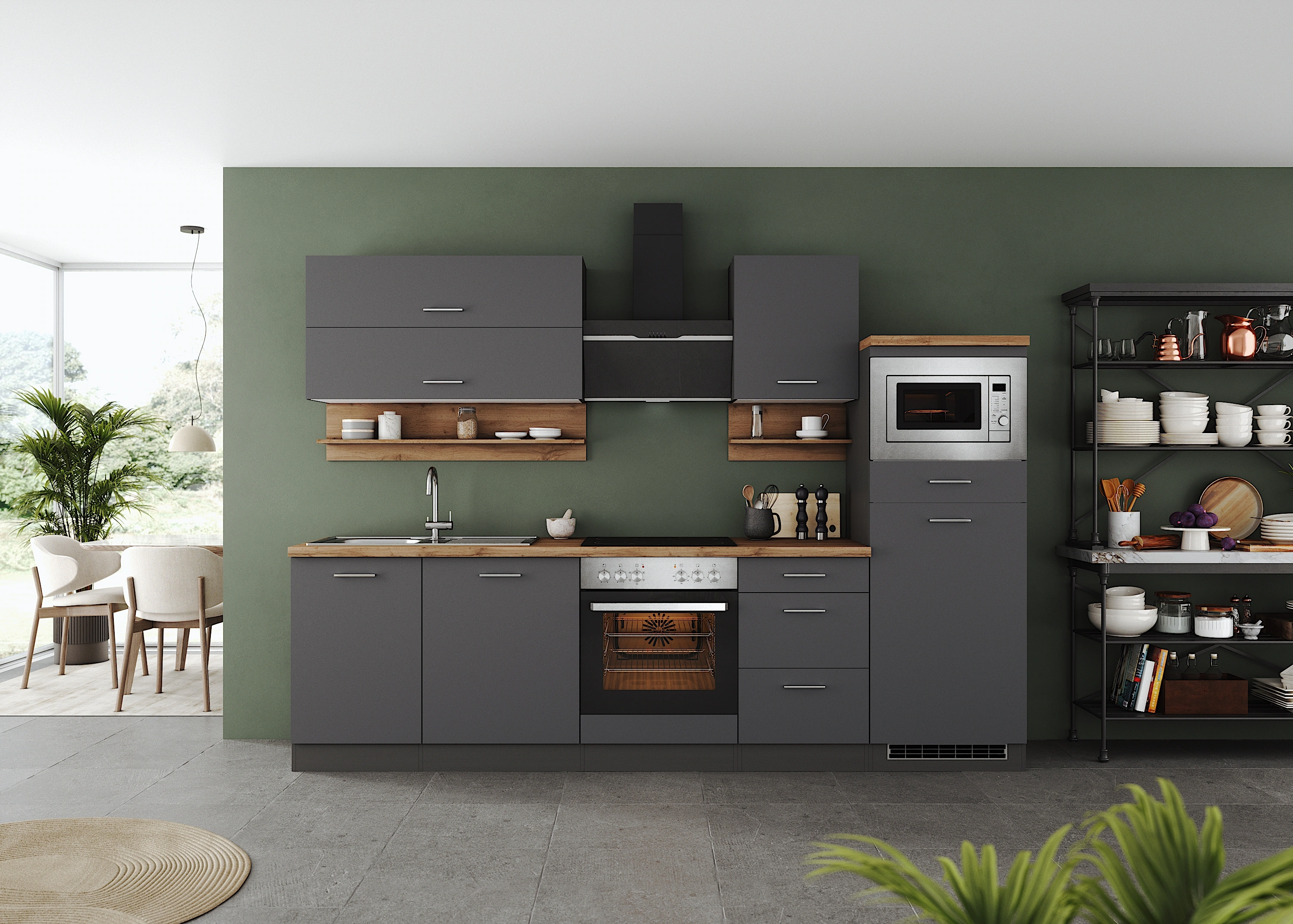 KOCHSTATION Küchenzeile "KS-Milan", 280 cm breit, robuste Metallauszüge, vi günstig online kaufen