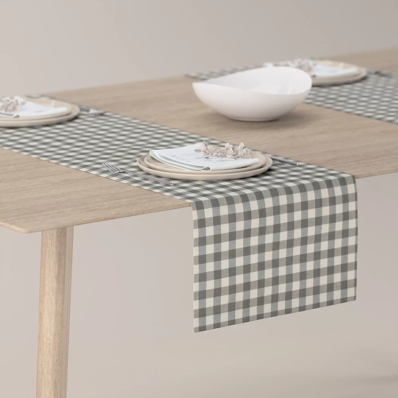 Tischläufer, grau-ecru , 40 x 130 cm, Quadro (136-11) günstig online kaufen