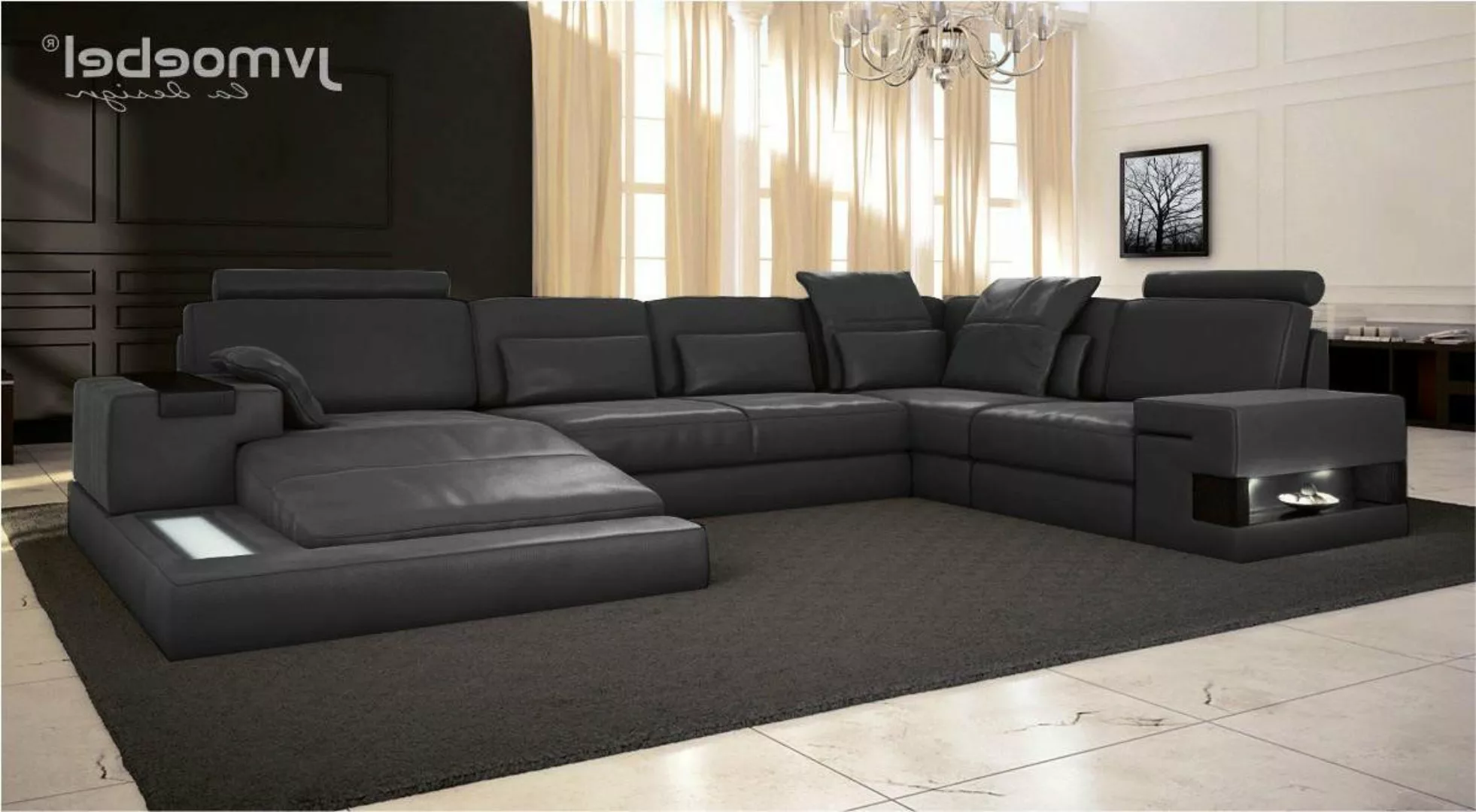 Xlmoebel Ecksofa Neue Wohnlandschaft mit Bettfunktion in U-Form und Design- günstig online kaufen