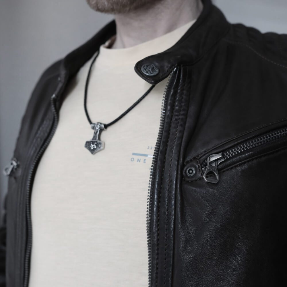 DALMARO Kette mit Anhänger Lederkette Edelstahlkette günstig online kaufen