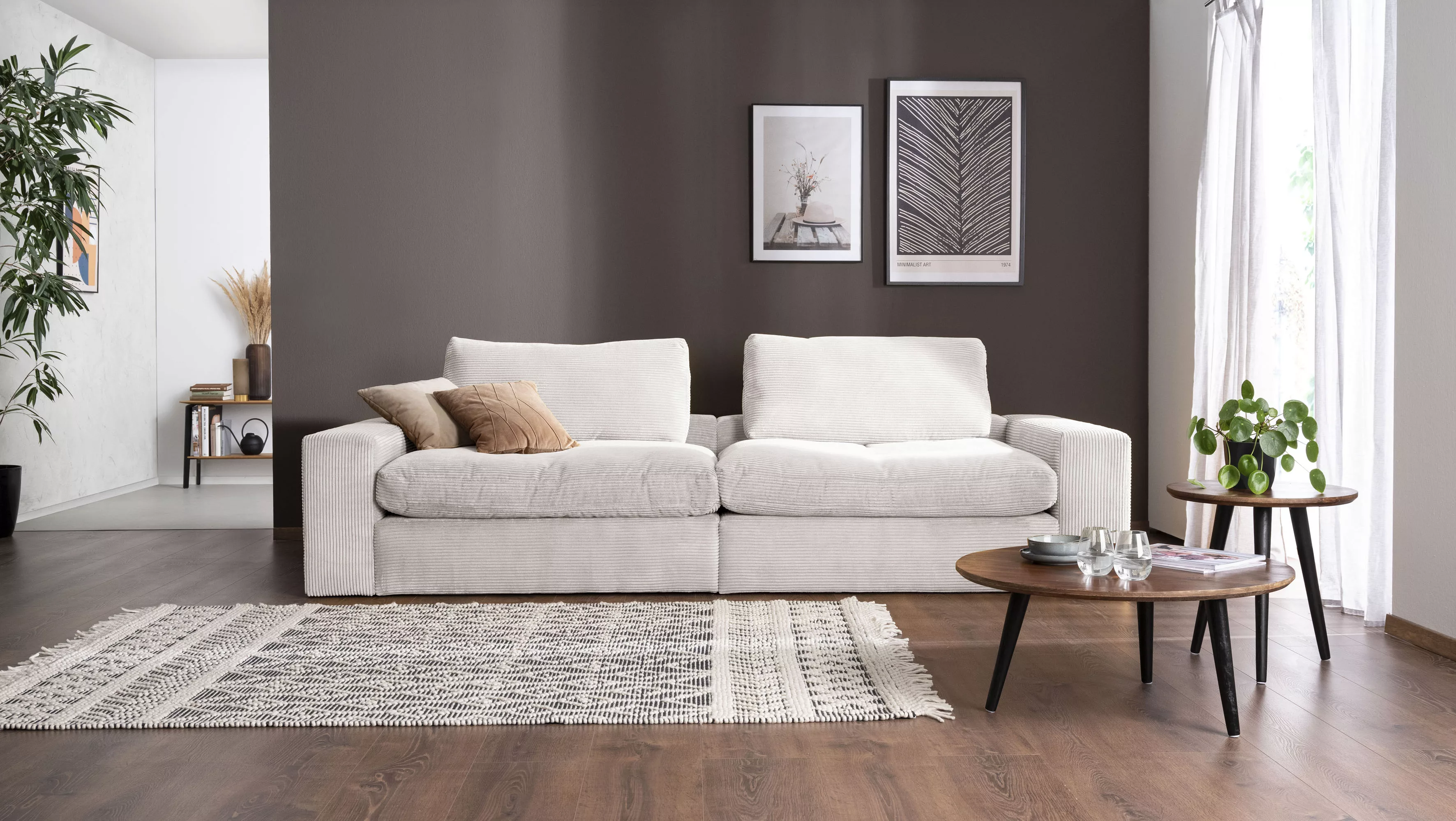 alina Big-Sofa "Sandy", 256 cm breit und 123 cm tief, in modernem Cordstoff günstig online kaufen